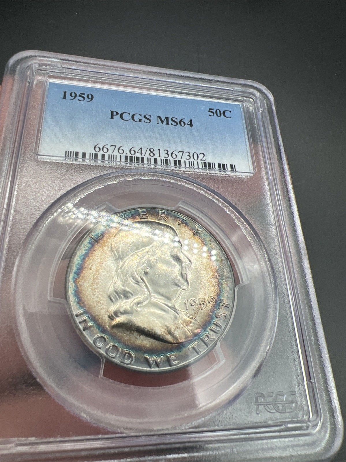 1959 Franklin Half Dollar MS64 PCGS Beautiful Toning!!!