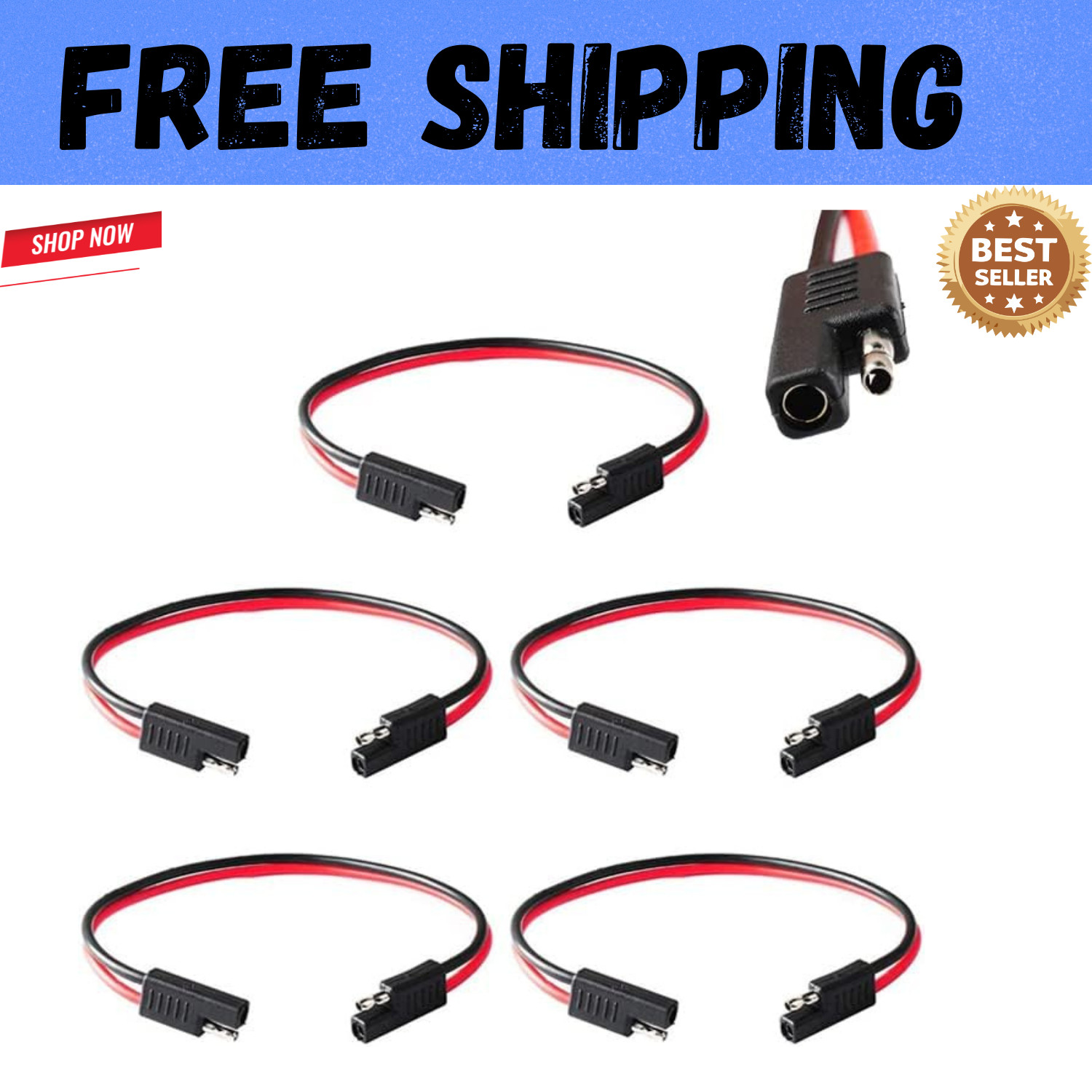 5Pcs 12" 12Gauge 12V 2 Pin Quick Disconnect Wire Harness SAE Connector Cable