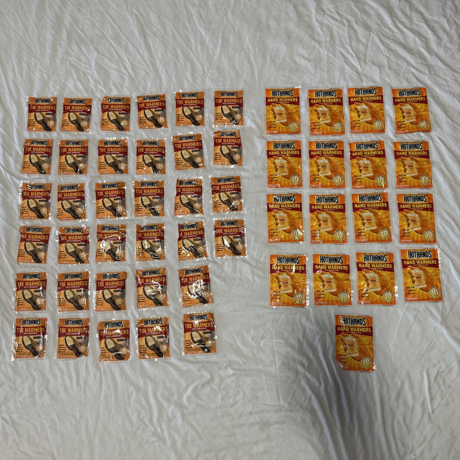 HotHands Toe Warmers (34 pairs) & Hand Warmers (17 Pairs) LOT (Best by 2029)