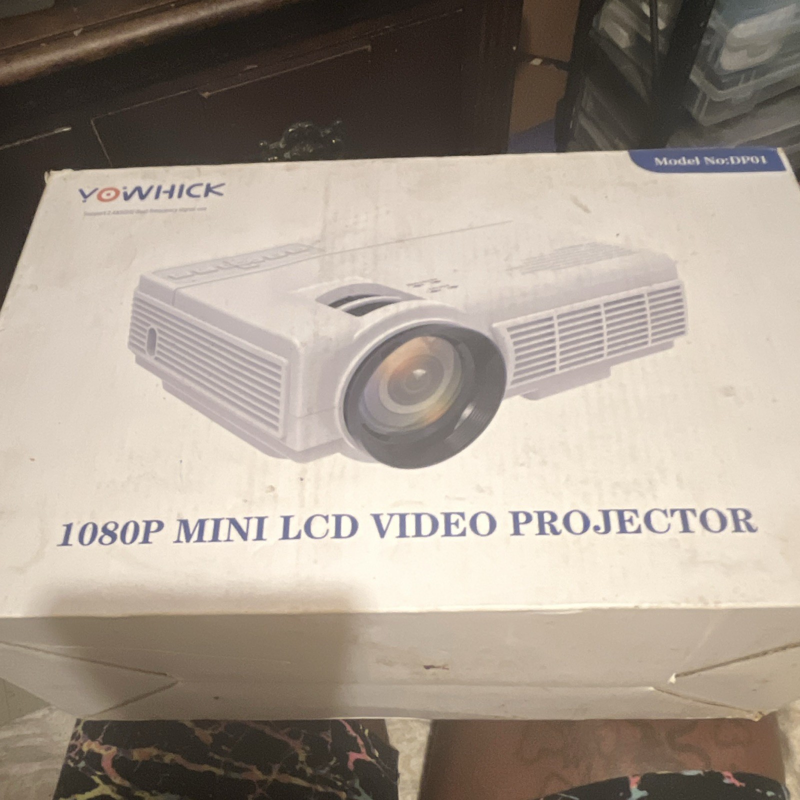 YOWHICK DP01 1080p LCD Mini Projector, HDMI/USB, Built-In Speakers, White