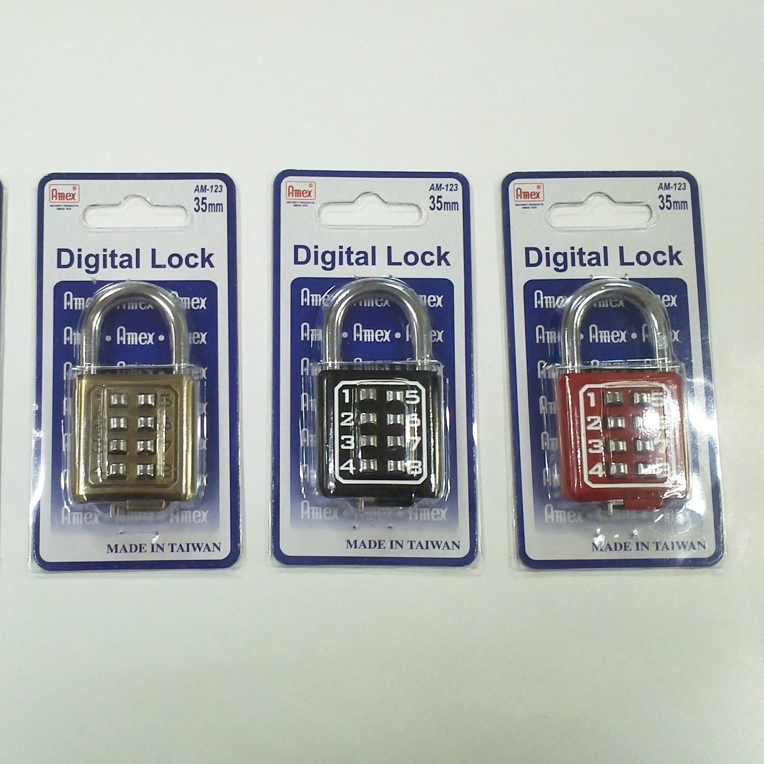 8 Digit Push Button Combination Padlock 35mm 8 Buttons Red Chrome Plated AMEX