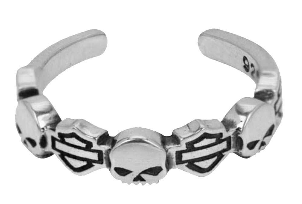 Harley Davidson® Willie G® Skulls with B&S Logos Toe Ring .925 Silver 57 HDT0013