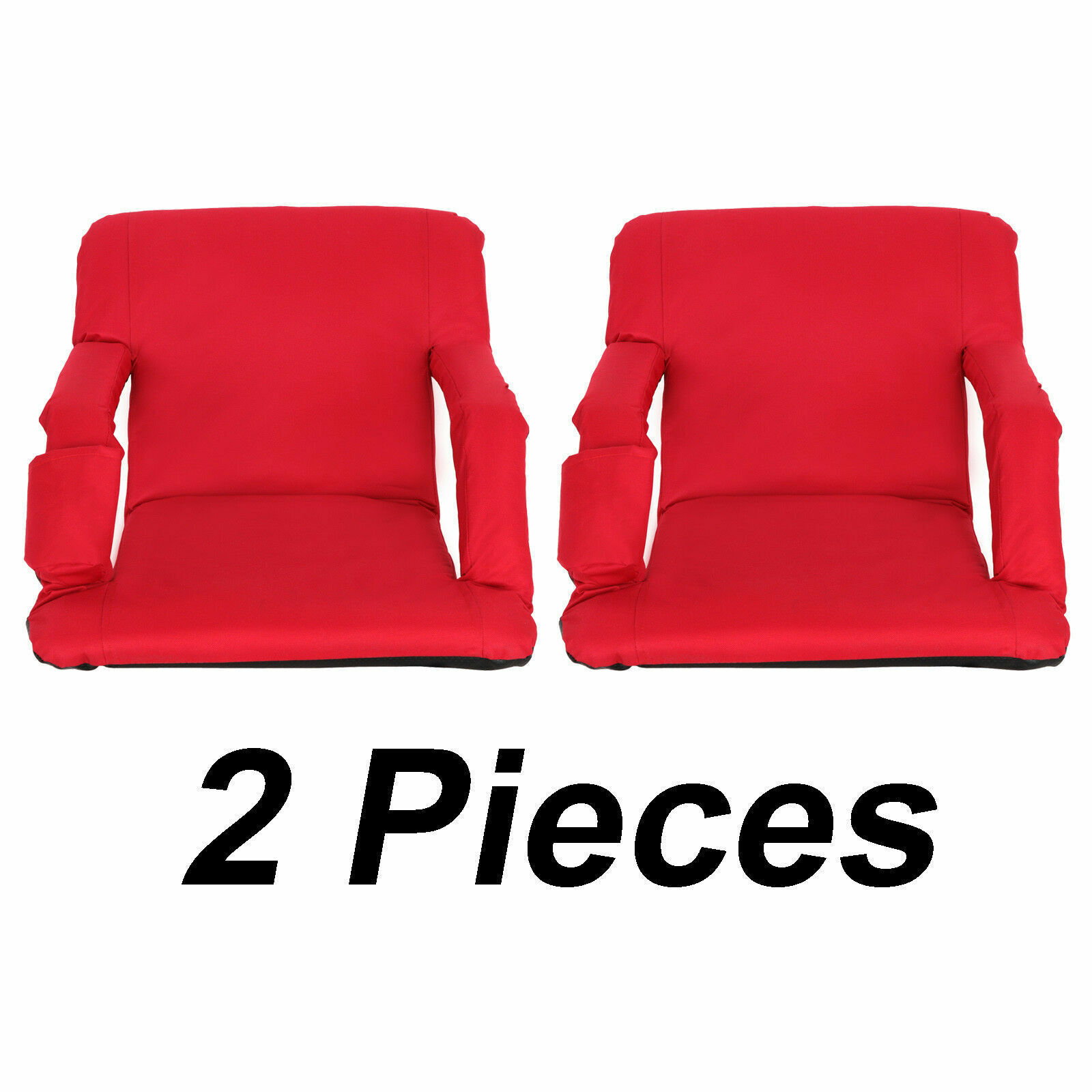 2 PCS Portable Stadium Seat Bleacher Chair 5 Reclining Sport Positions Outdoor