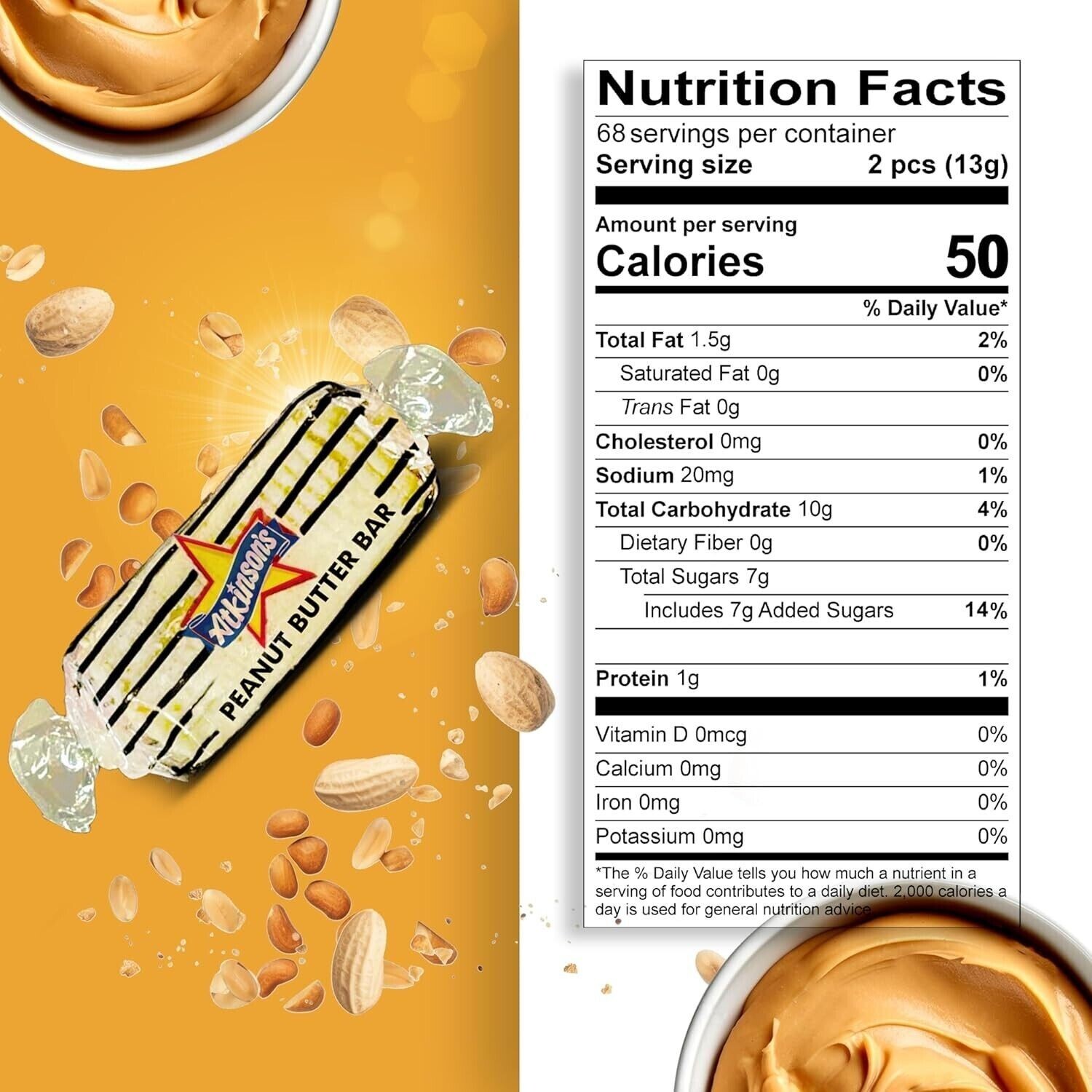 ATKINSON'S Peanut Butter Bars Old Fashioned Bulk Delicious Candy (4 Pounds) Sale