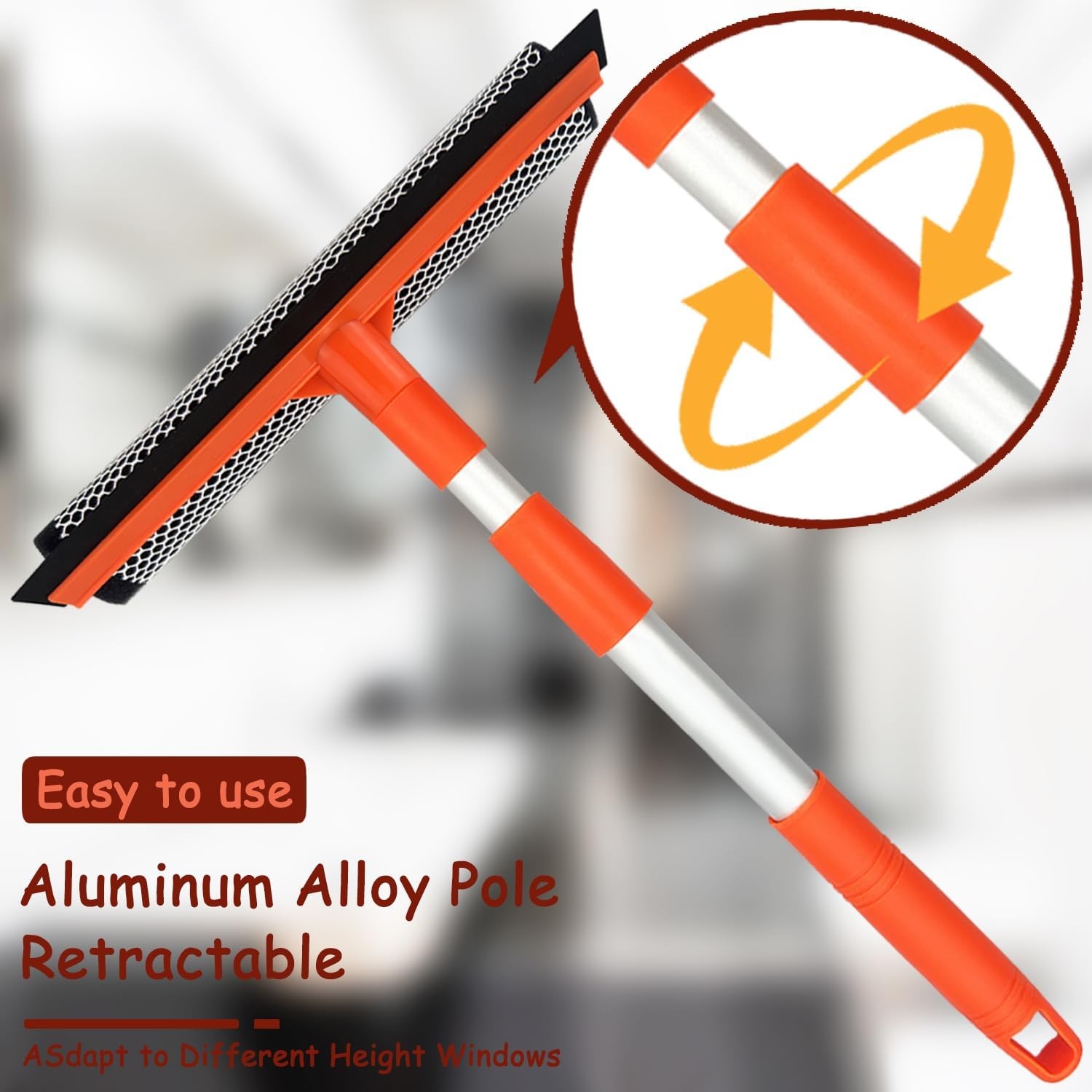 Window Squeegee for Window Cleaning with Retractable Pole, Squeegee Window