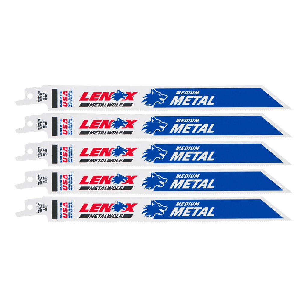 LENOX Tools Metal Cutting Reciprocating Saw Blade Bi-Metal 8-Inch 18 Tpi 5/Pk