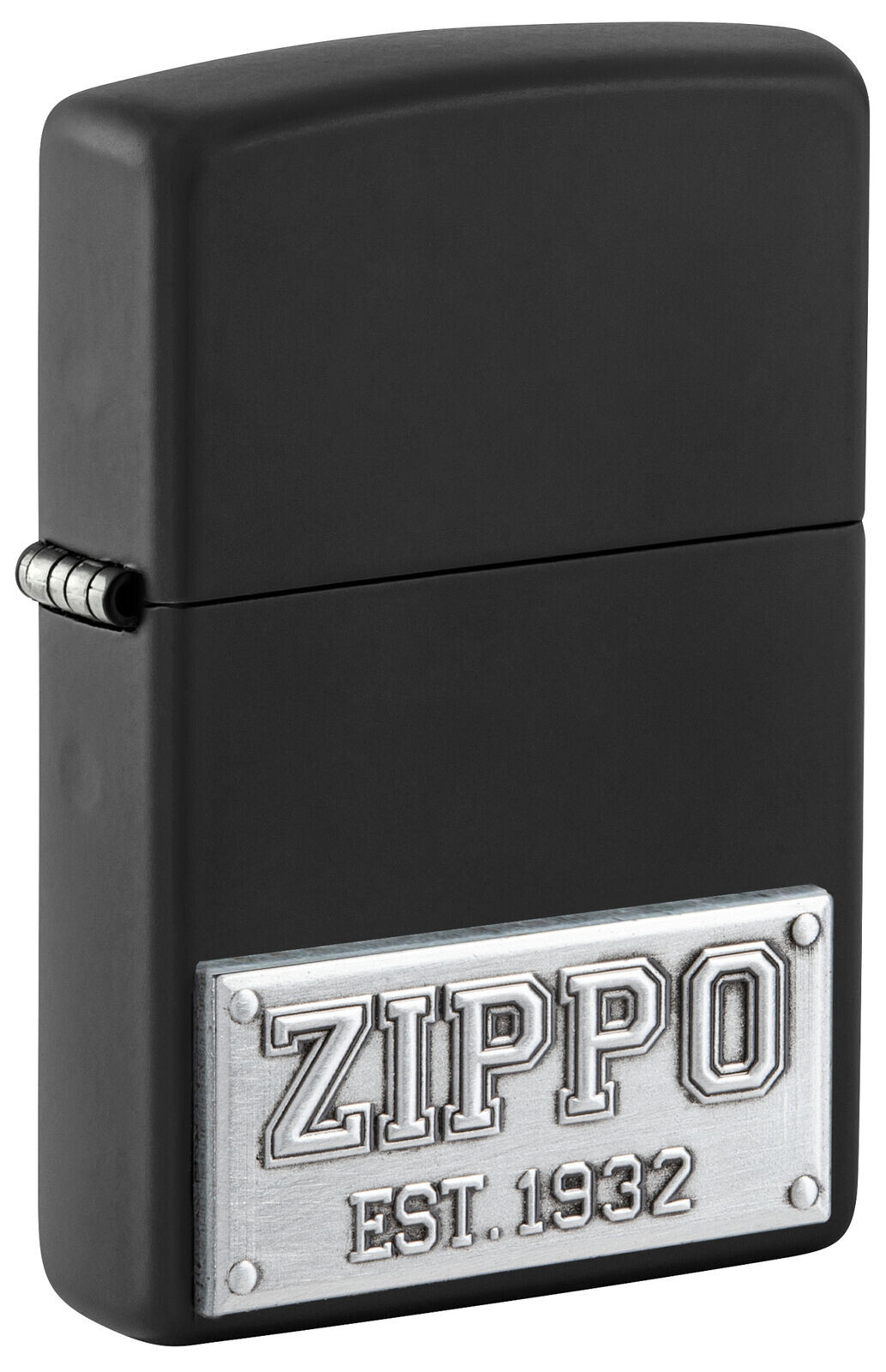 Zippo Lighter - License Plate with Emblem Black Matte - 48689