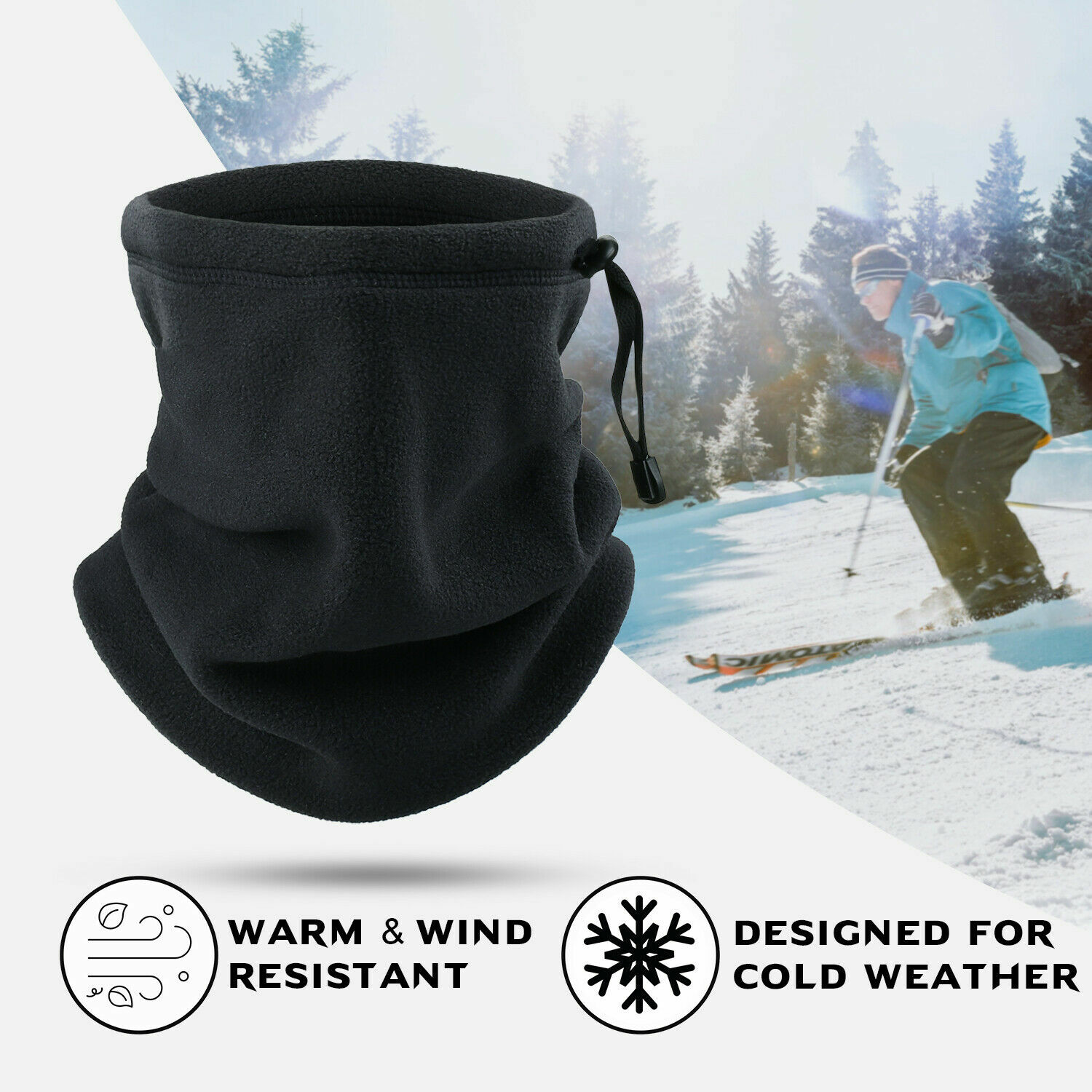 Skiing Cycling Neck Warmer Gaiter Men Women Fleece Scarf Windproof Face Mask