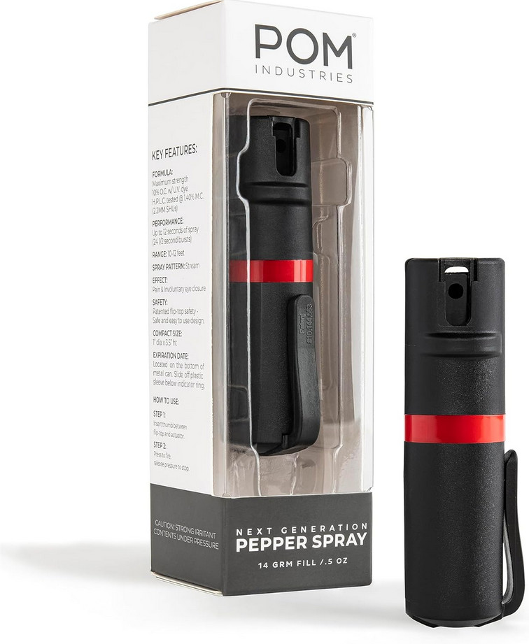 POM Pepper Spray Flip Top Pocket Clip Maximum Strength OC Spray Unisex Safe