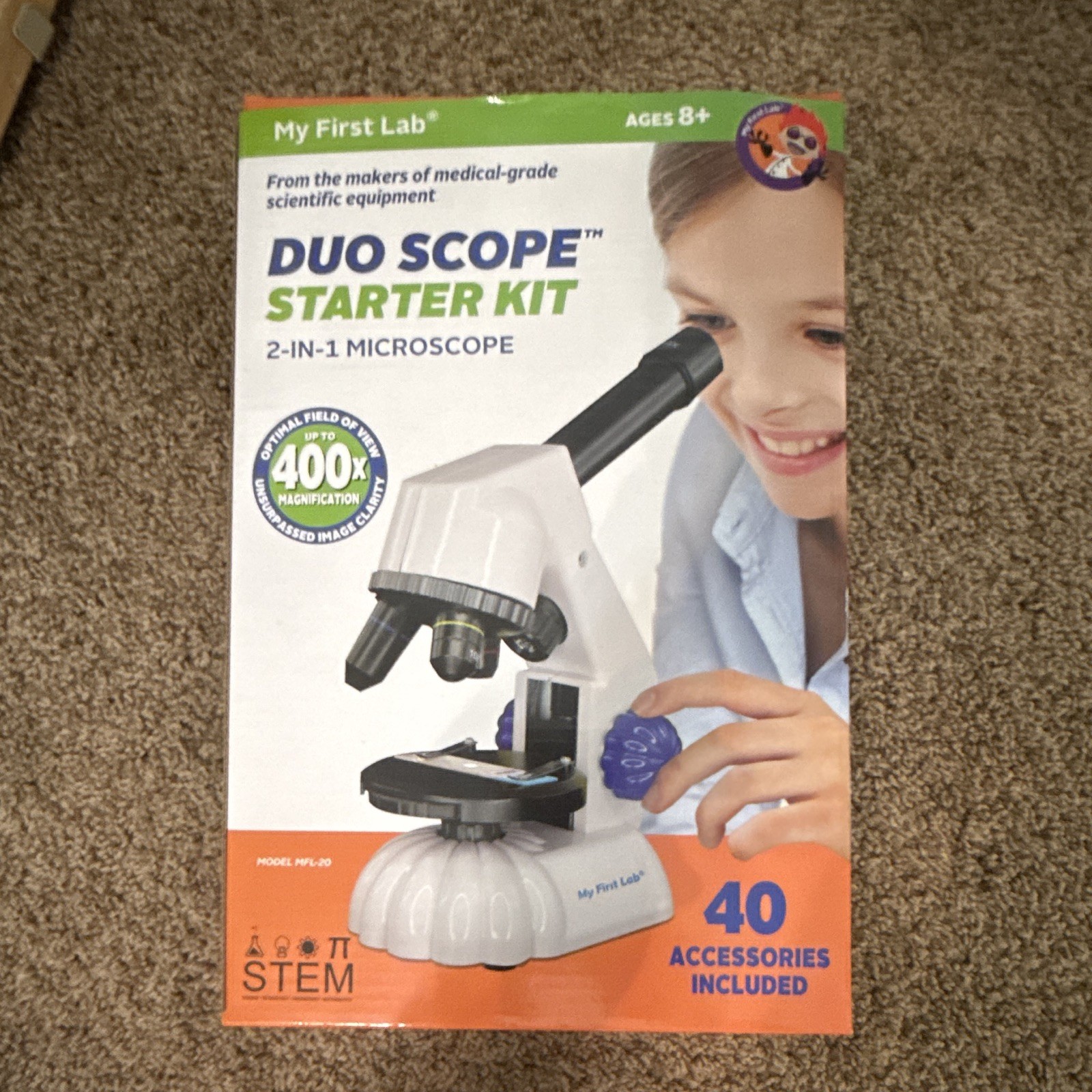 My First Lab Duo Scope 2-in-1 Microscope Starter Kit 400x w/ 40 Accessories