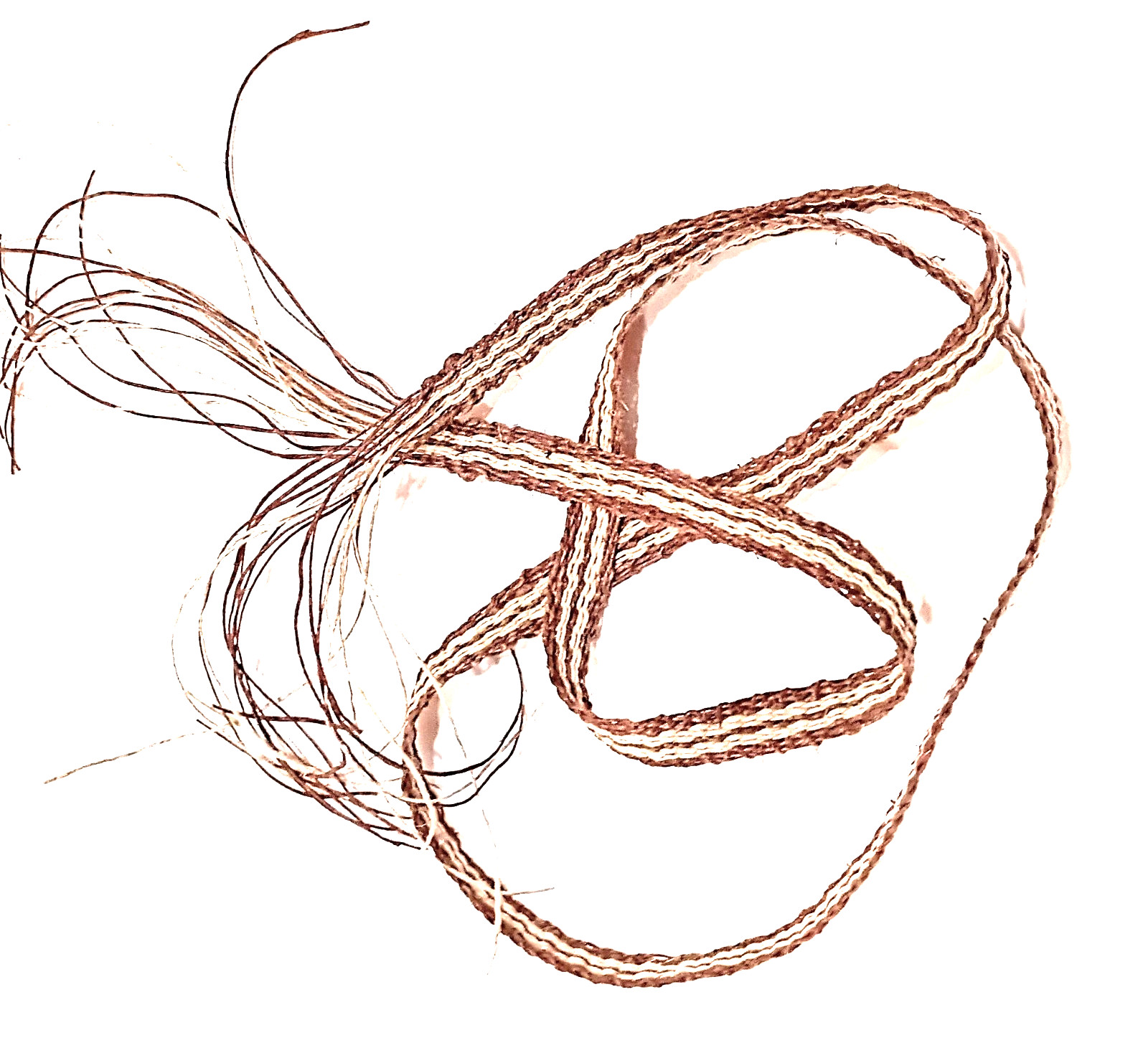 Hand Woven Narrow Hemp Strap f. Powder Horn,abt. 50",brown, natural