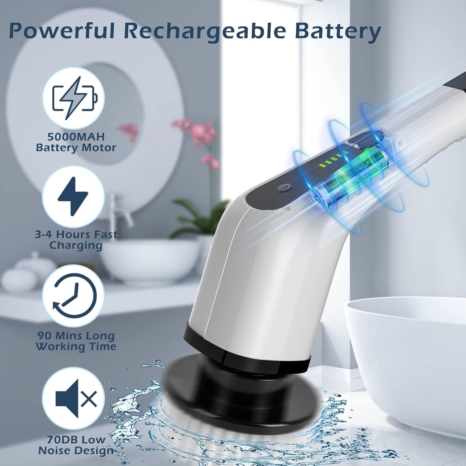 Electric Spin Scrubber, Cordless Cleaning Brush Scrubber for Home, 8 Replacea...
