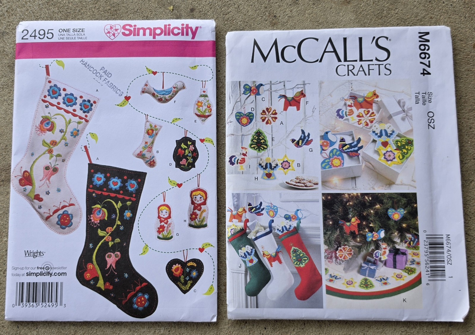 FOLK ART Christmas Stockings Ornaments Tree Skirt McCALL'S M6674 Simplicity 2495