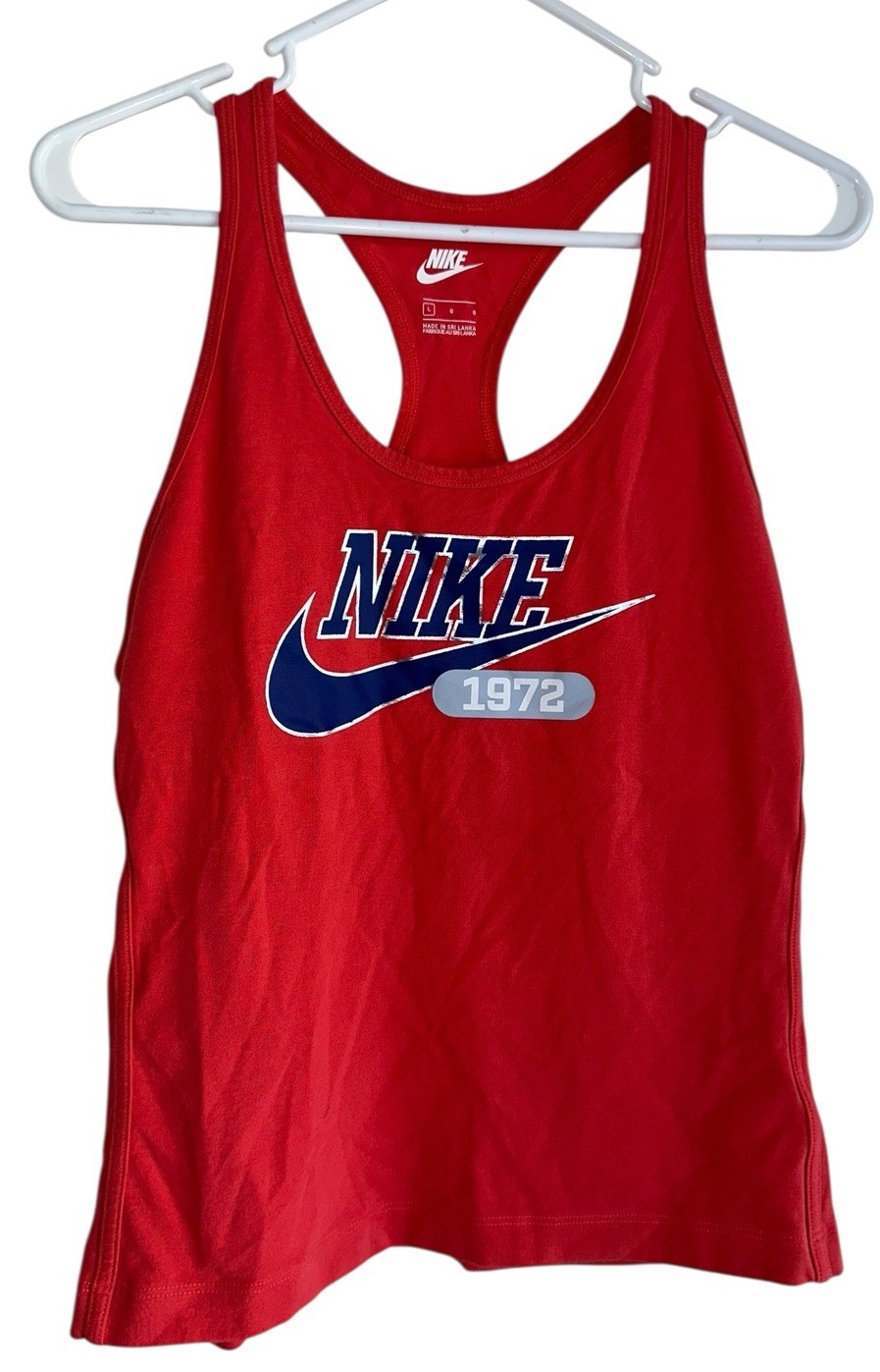 Nike Women Heritage 1972 USA Tank Top Size Large Red Blue Racerback