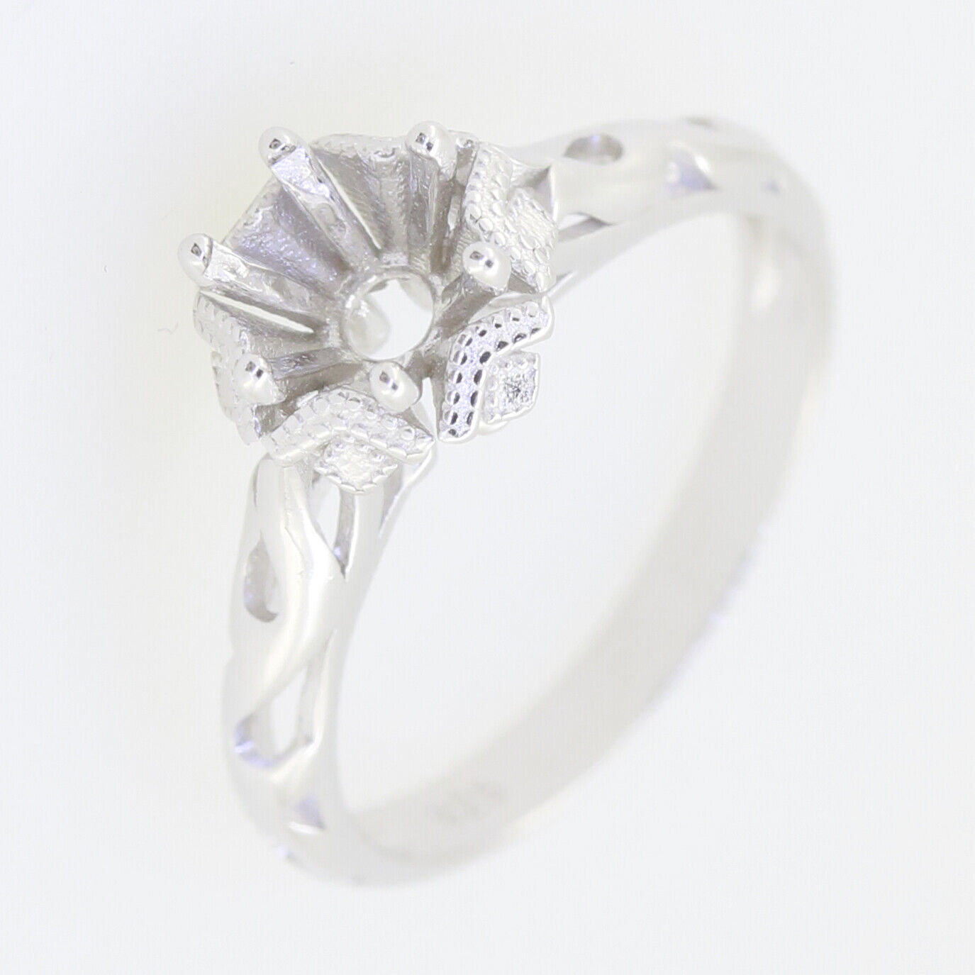 Sterling Silver Semi Mount Ring Setting Round Rd 6x6mm Engagement 703