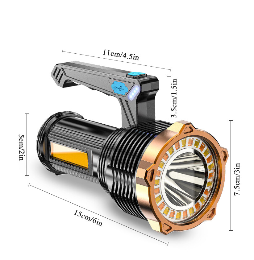 LED Flashlight Handheld Torch Lamp Worklight USB Rechargeable Small Light 8 Mode