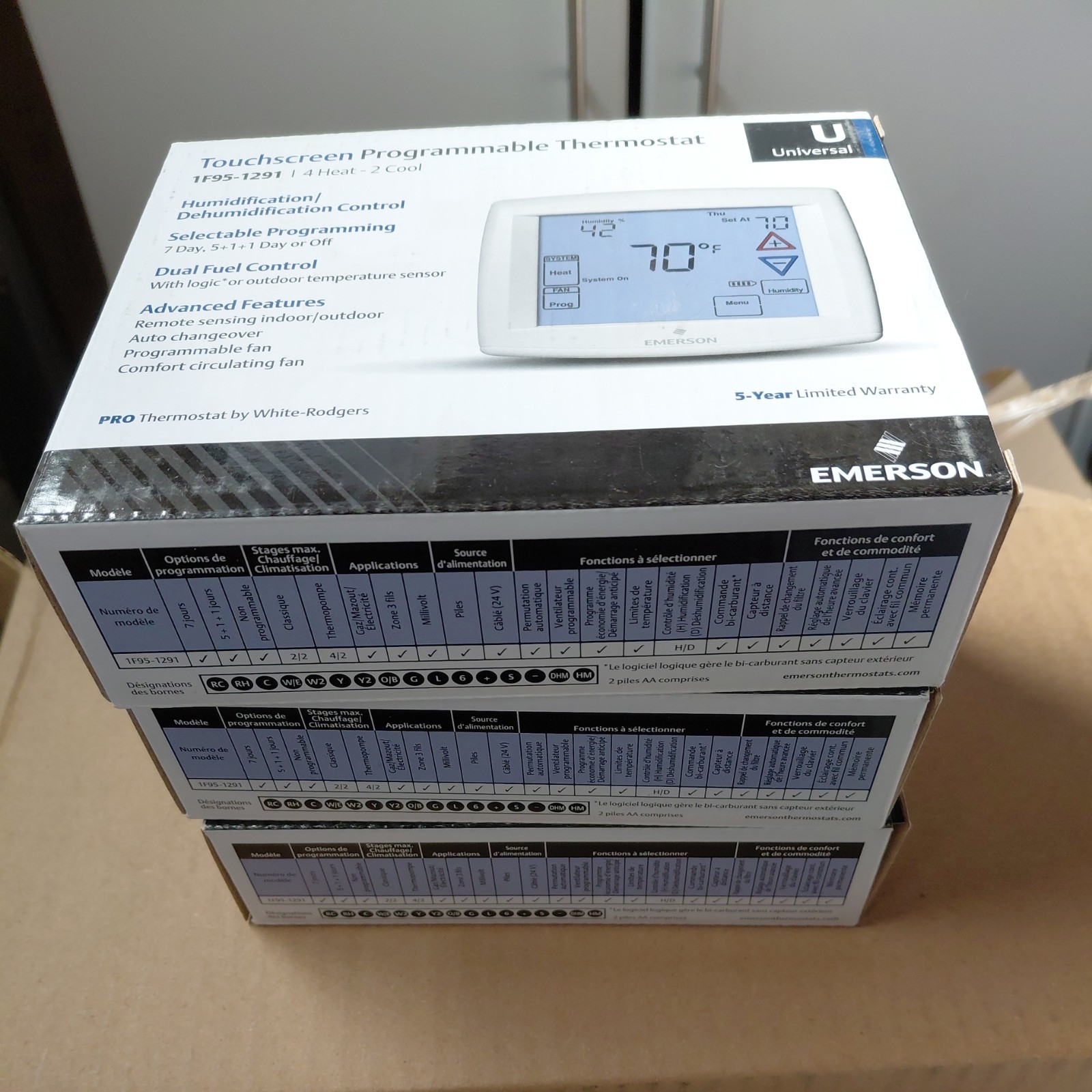 Emerson 1F95-1291 7-Day Touchscreen Thermostat with Humidity Control