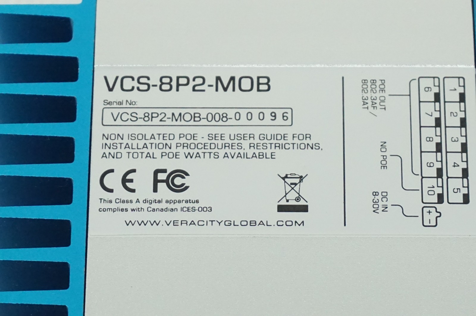 CamSwitch VCS-8P2-MOB 8 Mobile Low Voltage 802.3AT POE Switch