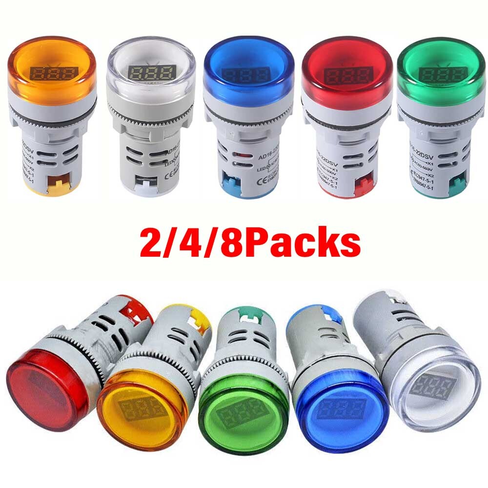 2//4/8x AC60-500V 22MM LED Voltmeter Voltage Meter Indicator Pilot Light New DIY