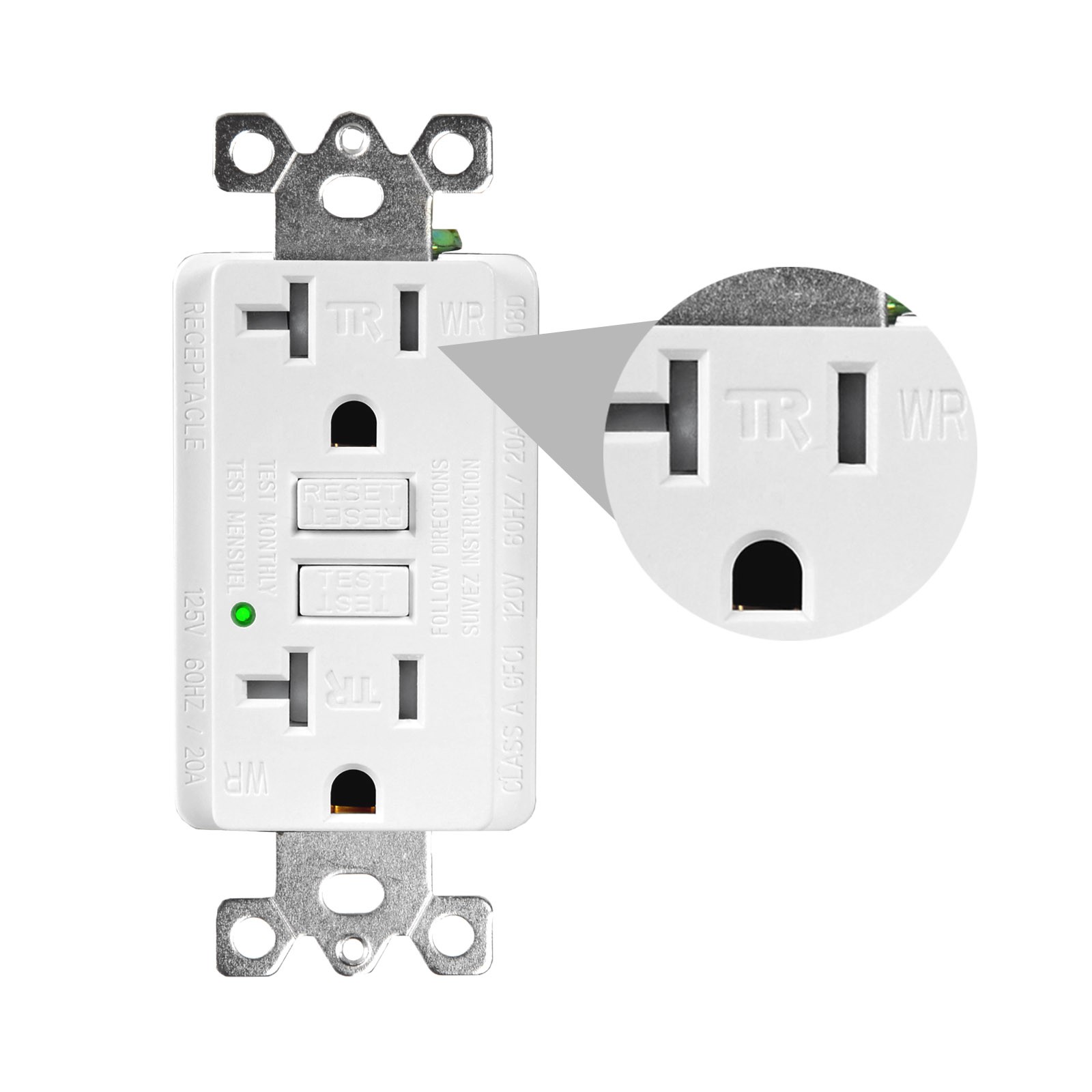 2x GREENCYCLE GFCI 20A White Outlet Tamper Resistant (TR)&Weather Resistant (WR)