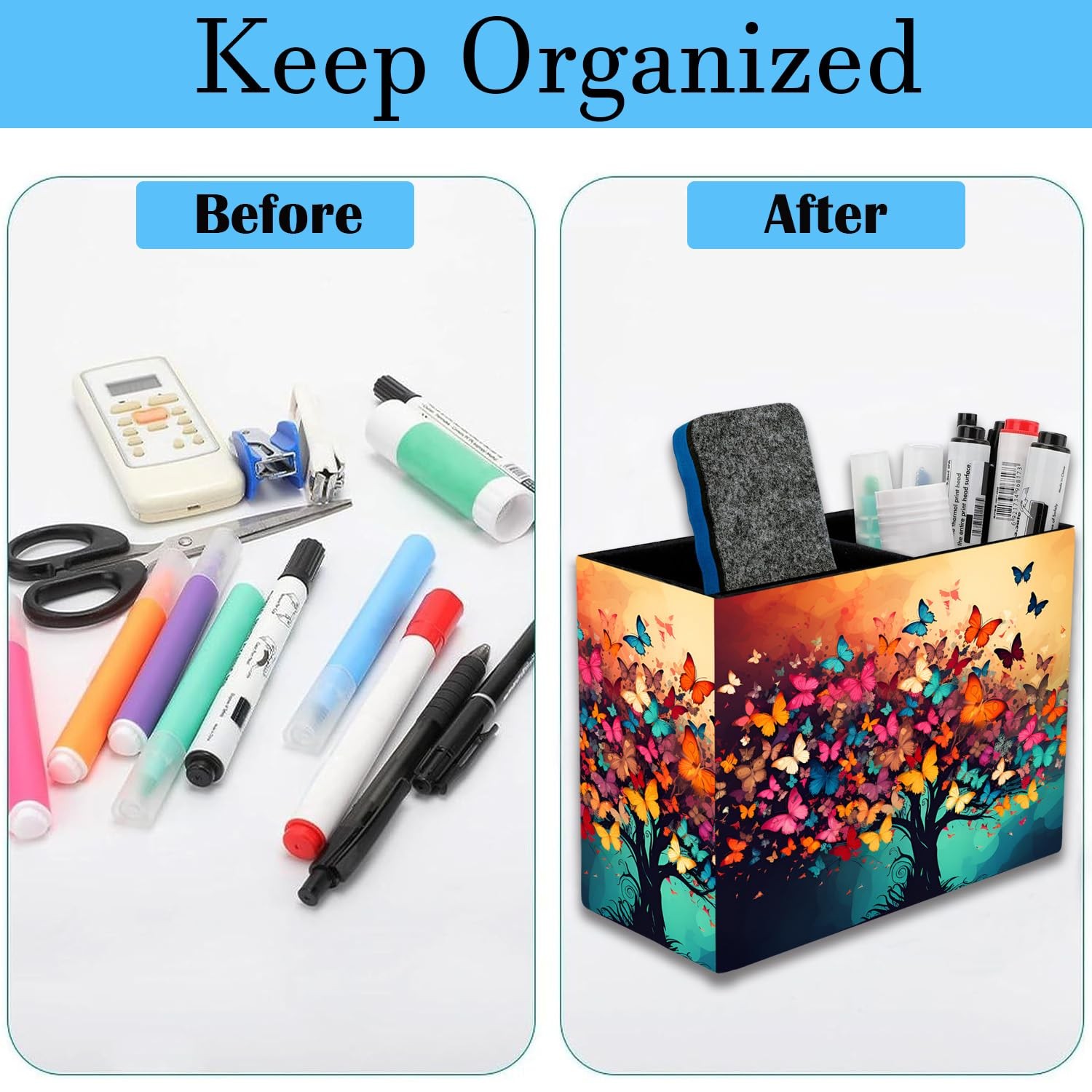 Pen Holder, 2 Compartment Leather Pen Storage Boxes, Makeup Brush Storage Box...