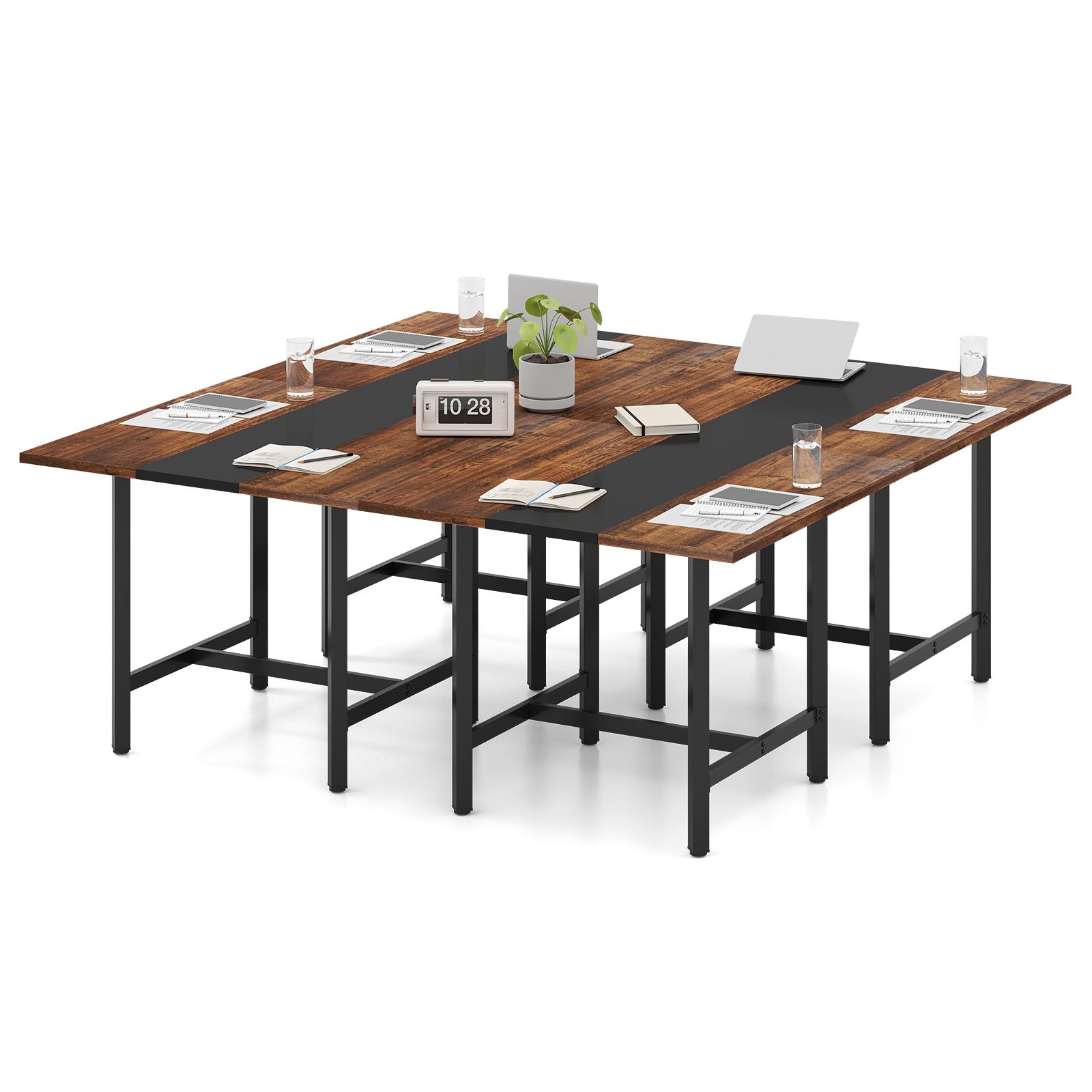4PCS 39.5"Square Conference Table Meeting Table w/Heavy-Duty Metal Frame