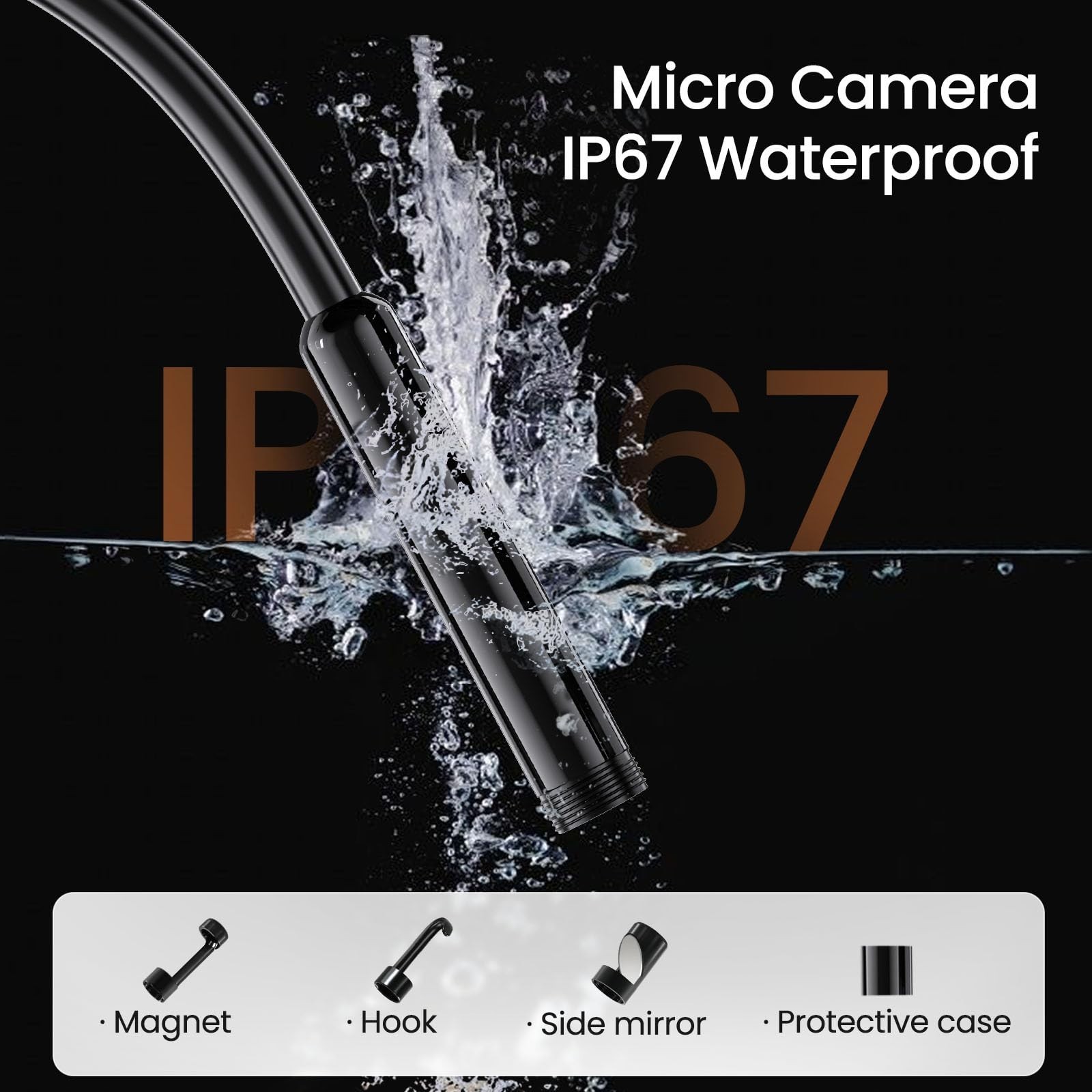 HD Endoscope Camera with Light 1920P, 16.4ft Waterproof Borescope for iPhone & A
