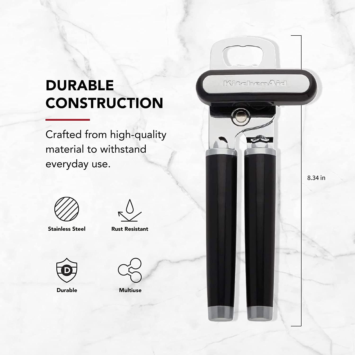 Classic Multifunction Can Opener and Bottle Opener Easy to Use, Razor Sharp Stai
