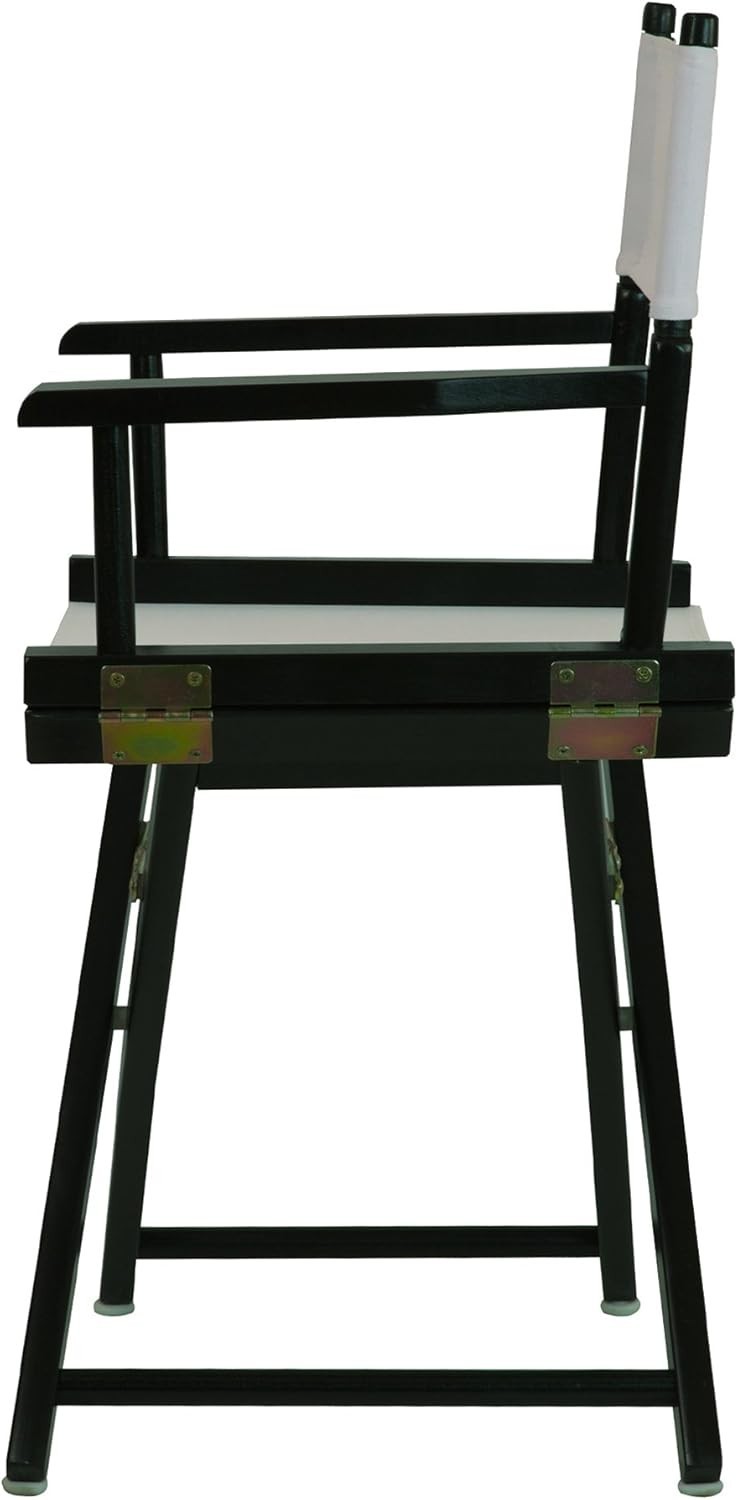 18" Director's Chair Black Frame W/ White Canvas