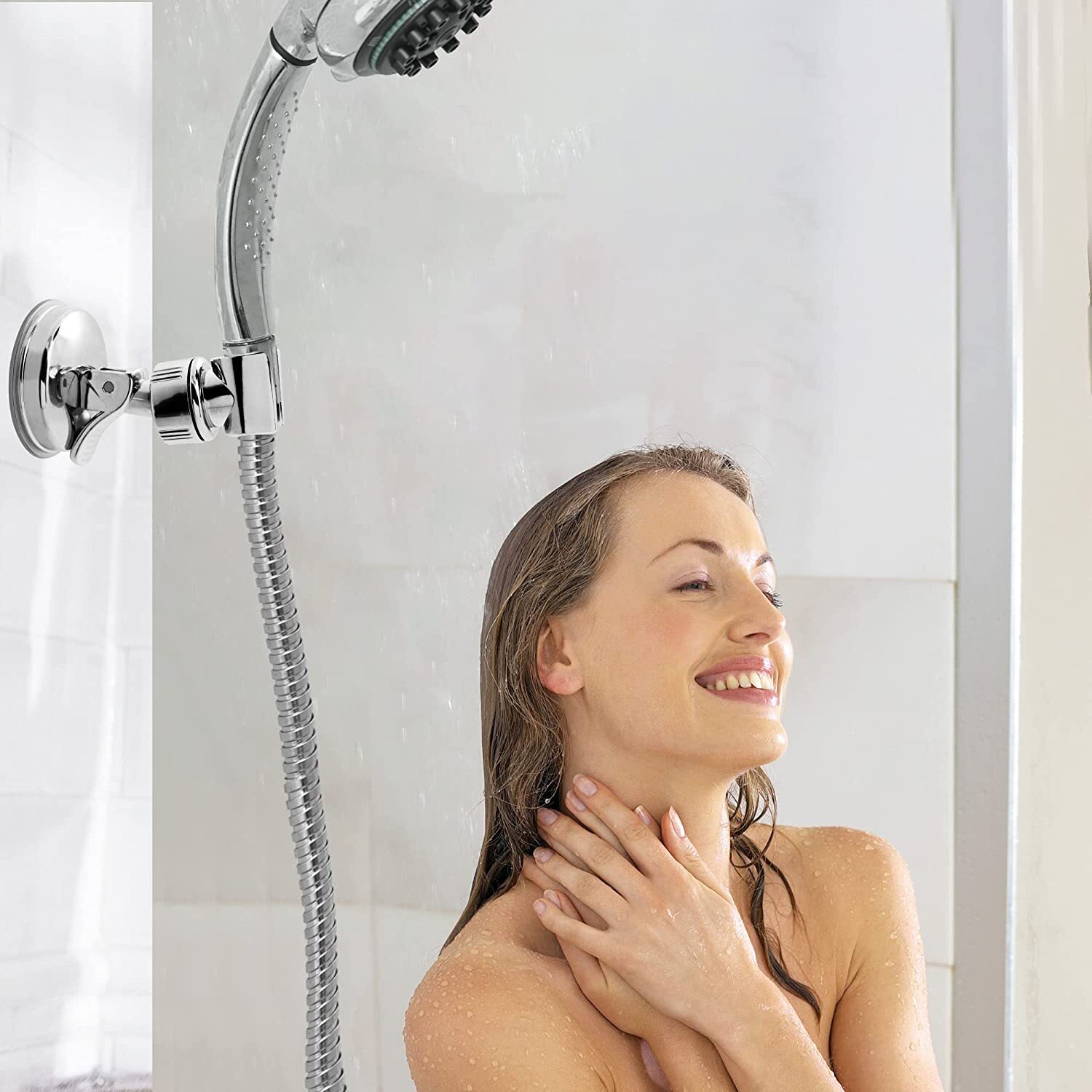 Adjustable Shower Head Holder Suction Cup Handheld Wall Mount Bathroom Bracket 1