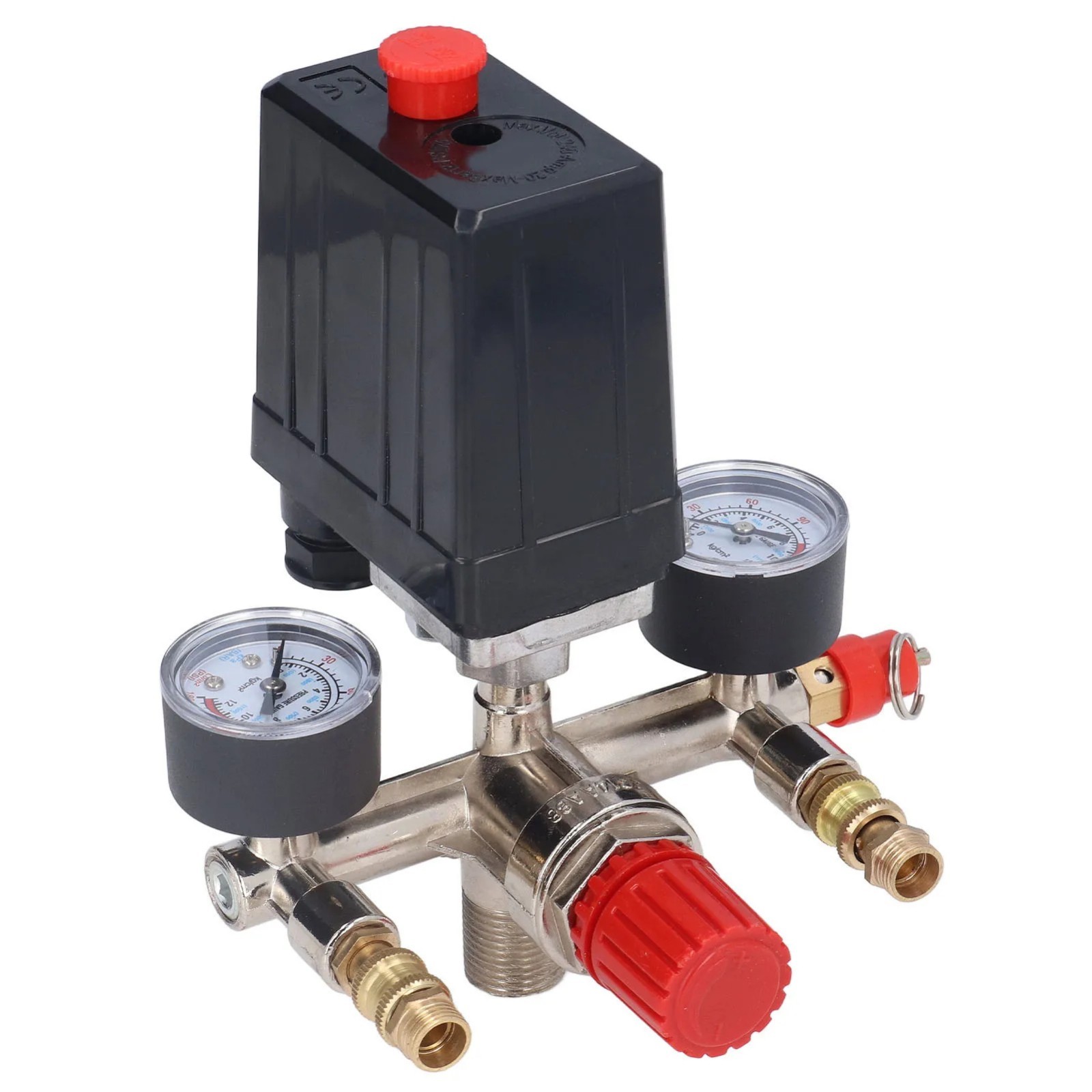 90-120PSI Air Compressor Pressure Switch Control Valve Manifold Regulator Gauges