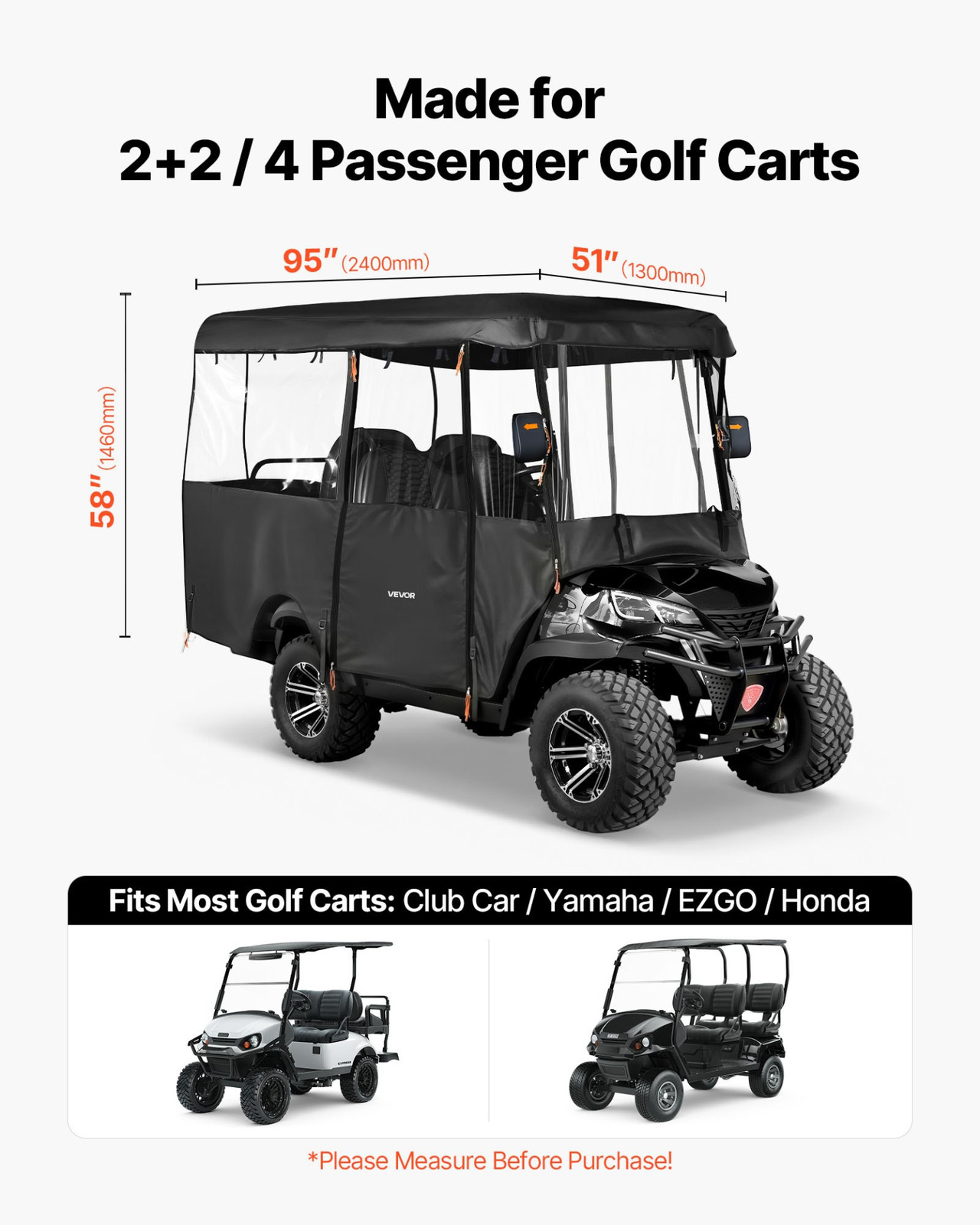 Golf Cart Cover, PVC Coating & Windproof Hook Design