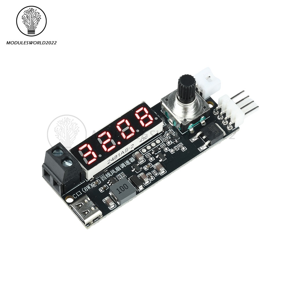 5V 12V 5A 4-Wire PWM Fan Speed Control Module Smart Temperature Control +Display