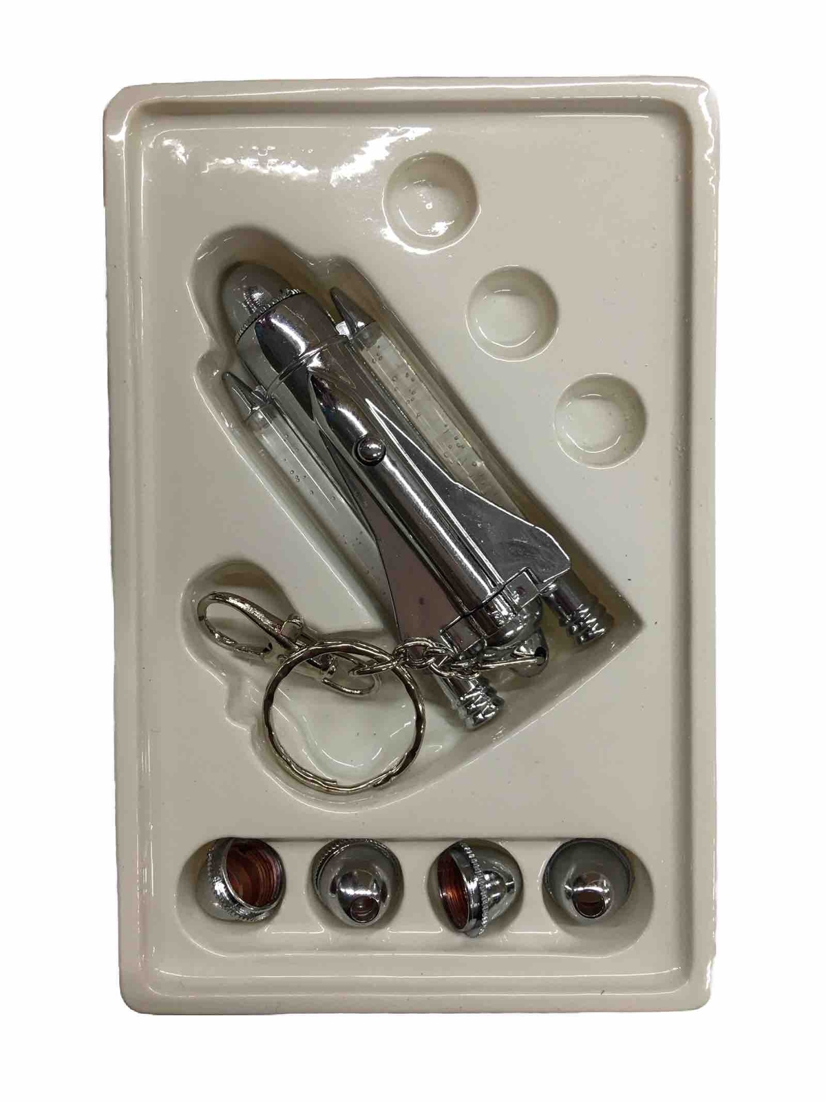 Shuttle Laser Pointer with Flashing Lights and 4 Assorted Heads