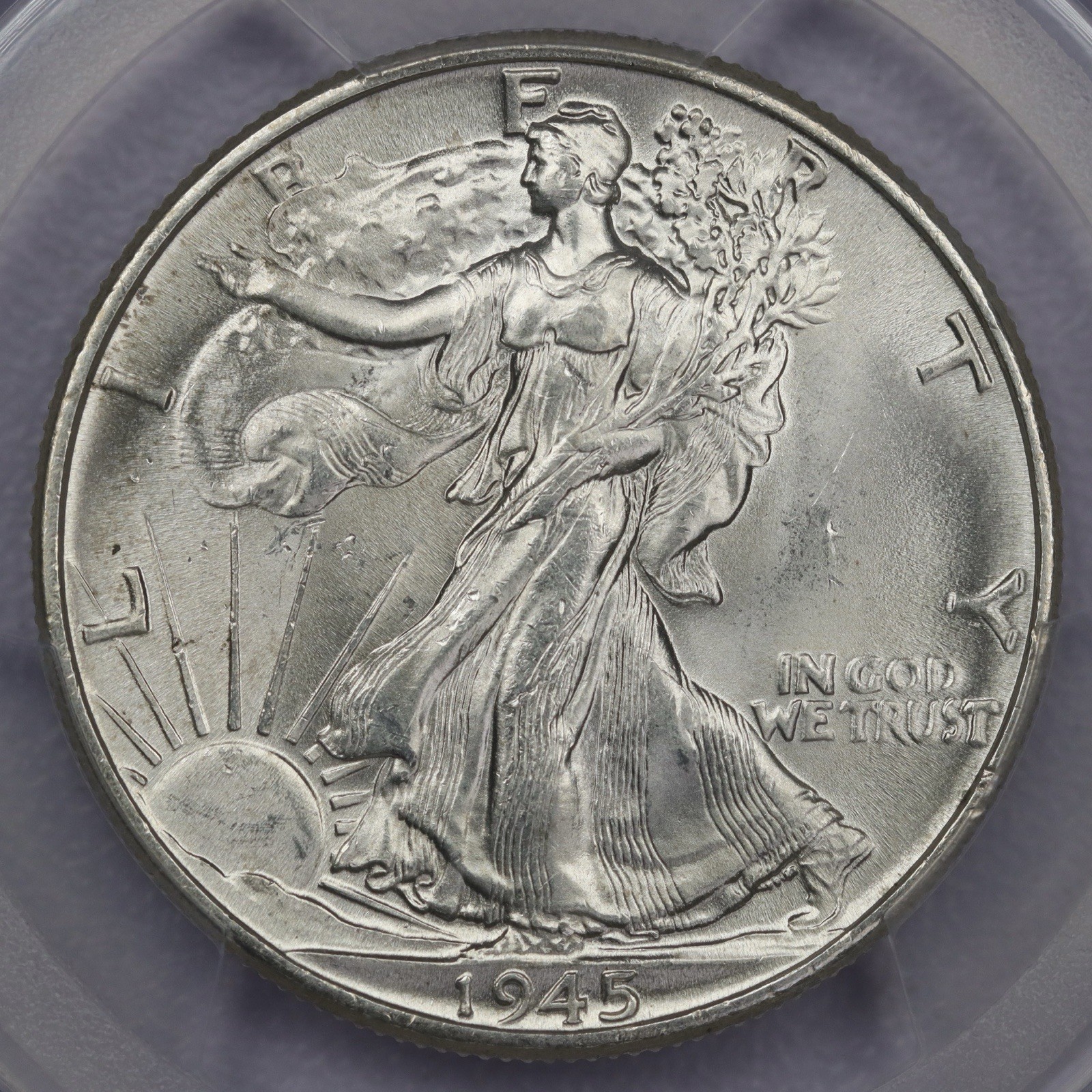 1945 50c Walking Liberty Half Dollar - PCGS MS 64