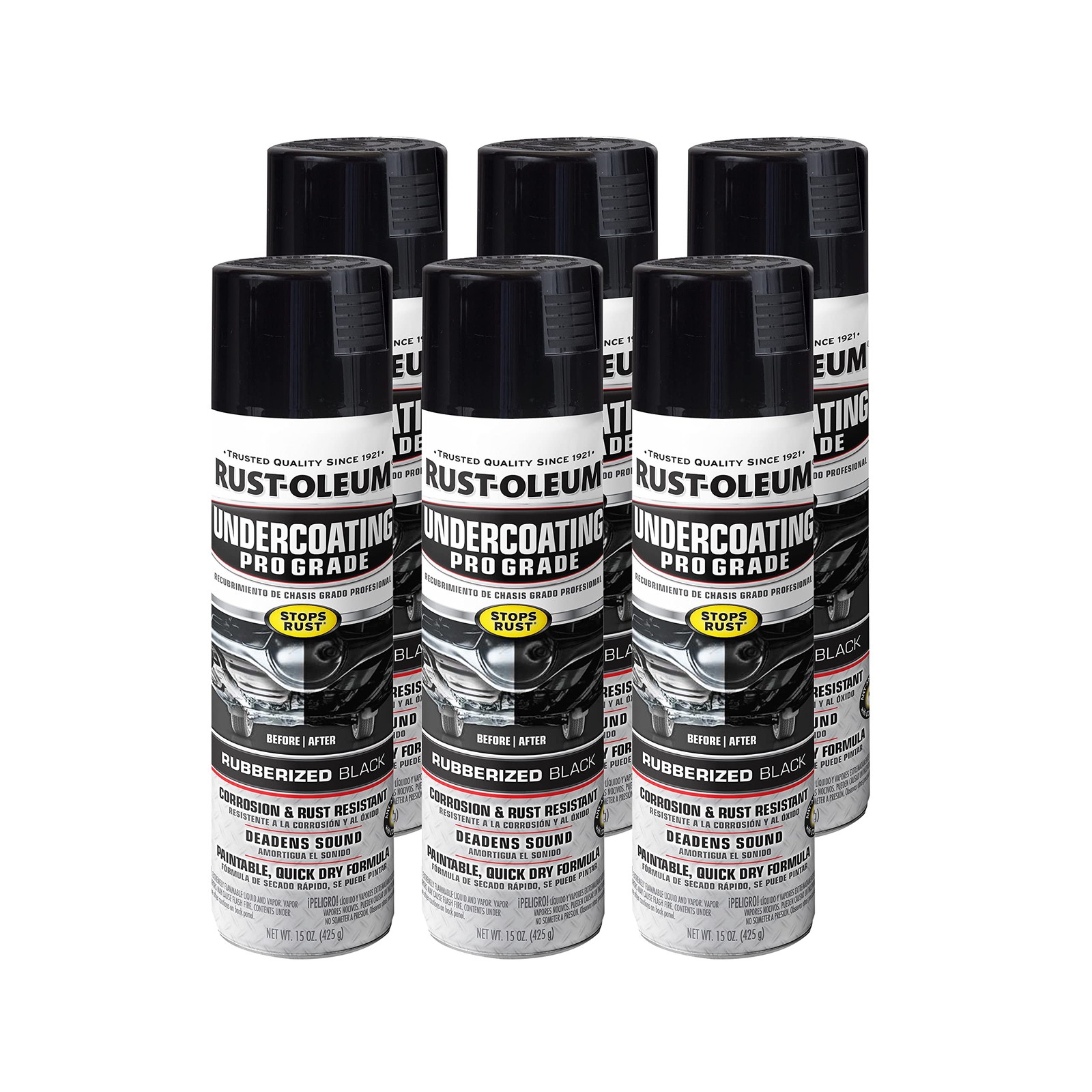 Rust Oleum Professional Grade Undercoating Spray 15Oz Pack Of 6 For Vehicles