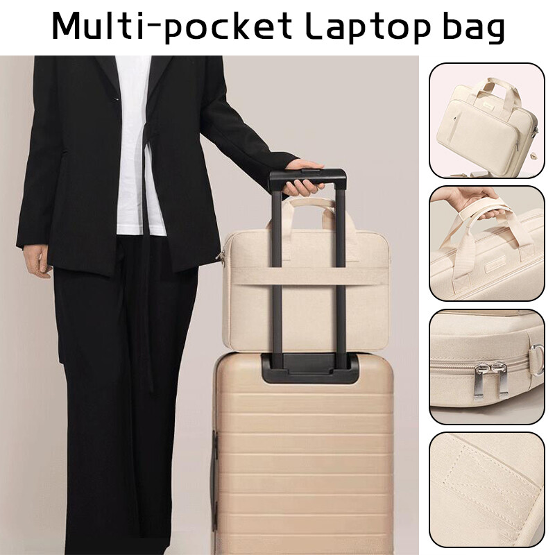 Laptop Bag Notebook Solid Color Multi-pocket Computer Bag Airbag Shockproof