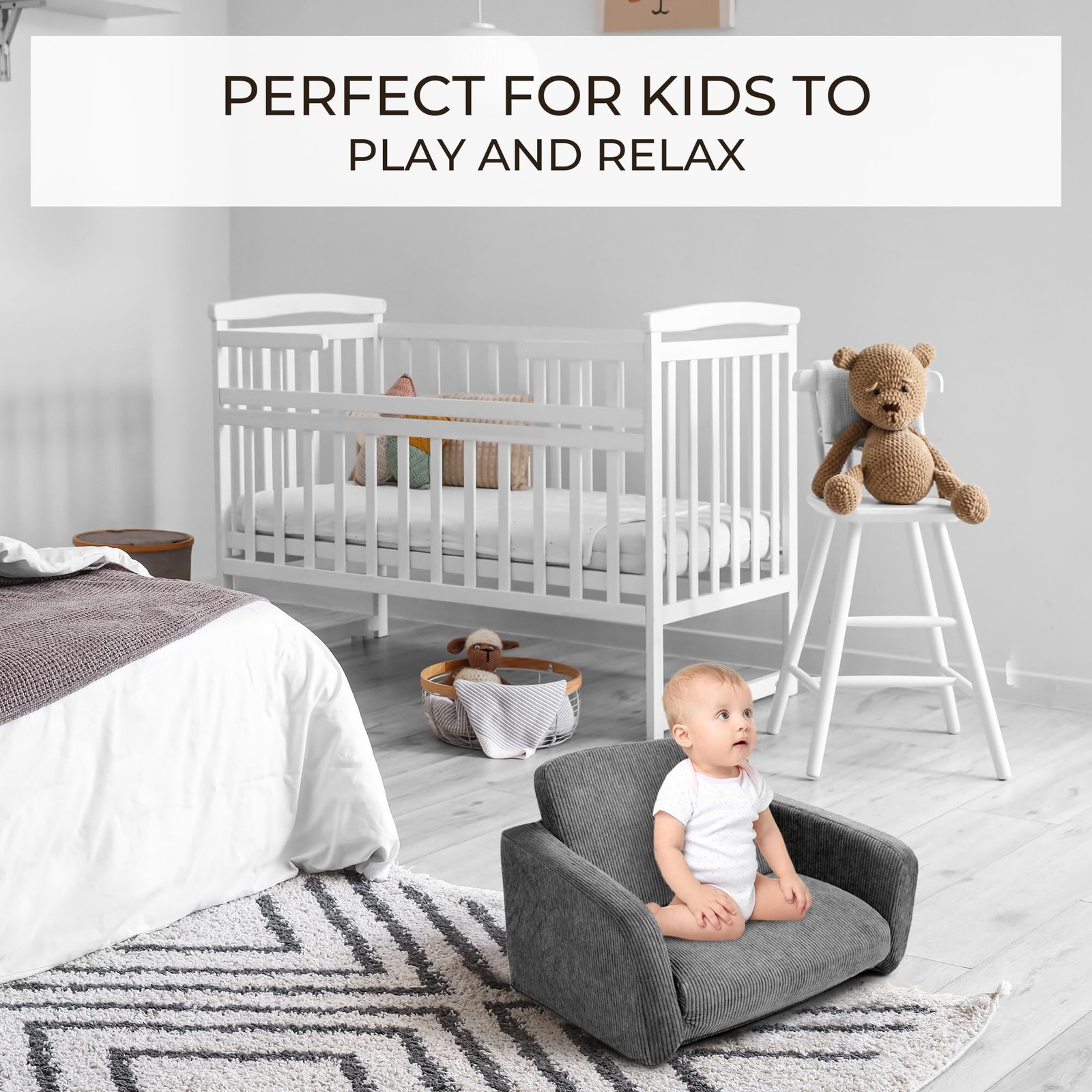 ZICOTO Comfy Kids Chair for Toddler Stylish 2 in 1 Lounger Made of Memory Fo...
