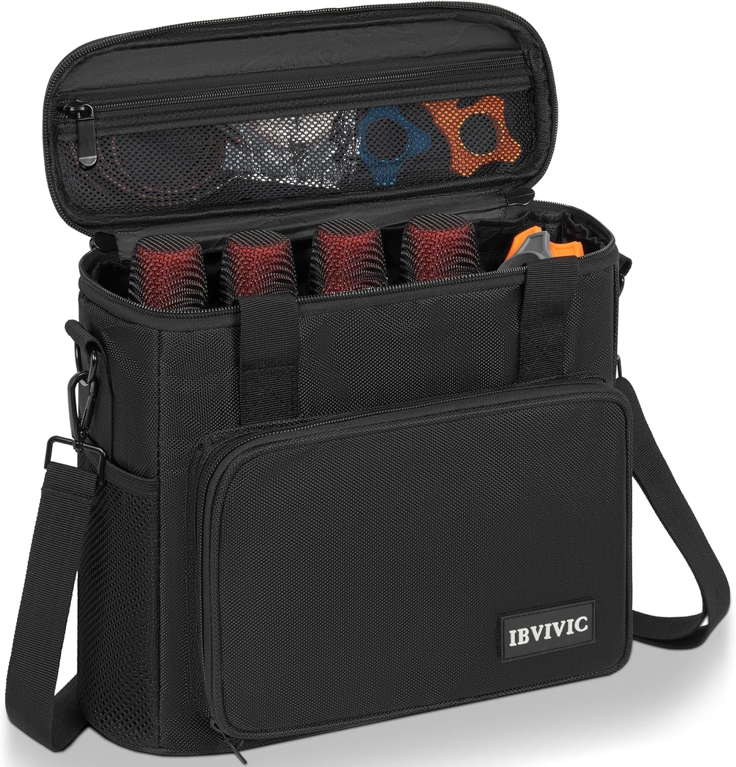 4 Slots Wireless Microphone Case with Foam, Microphone Carry Travel Bag with ...