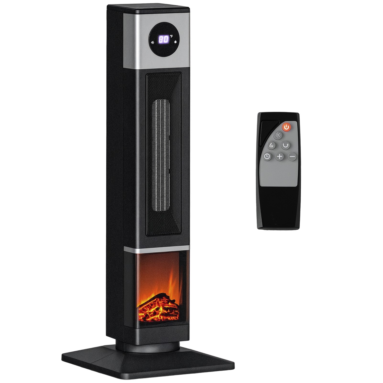 1400W Electric Heater with Oscillation, Timer, Black