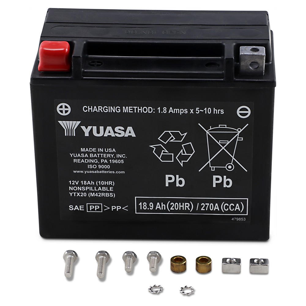 Yuasa Factory Activated Maintenance Free 12V Battery-YTX20 for 2017-2020 Arctic