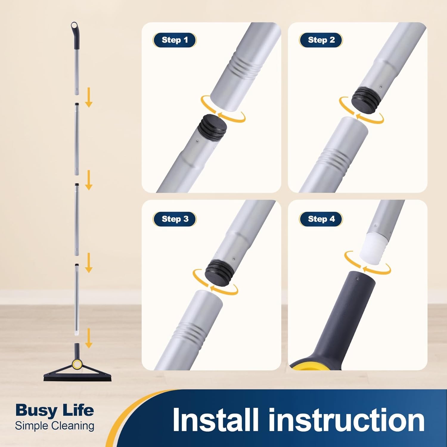 Floor Squeegee TPR Rubber Blade Scrubber Squeegee Adjustable for Bathroom Shower