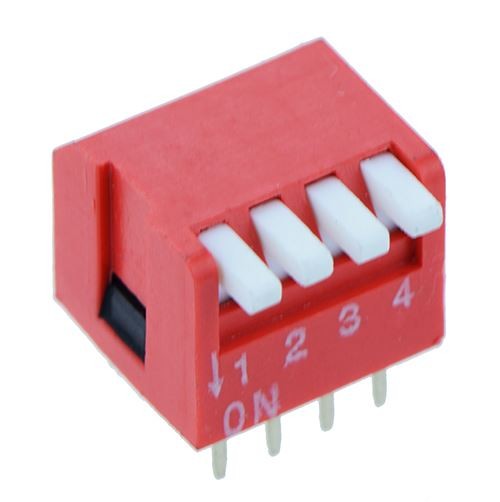 5x 4-Way Piano DIP DIL Red PCB Switch