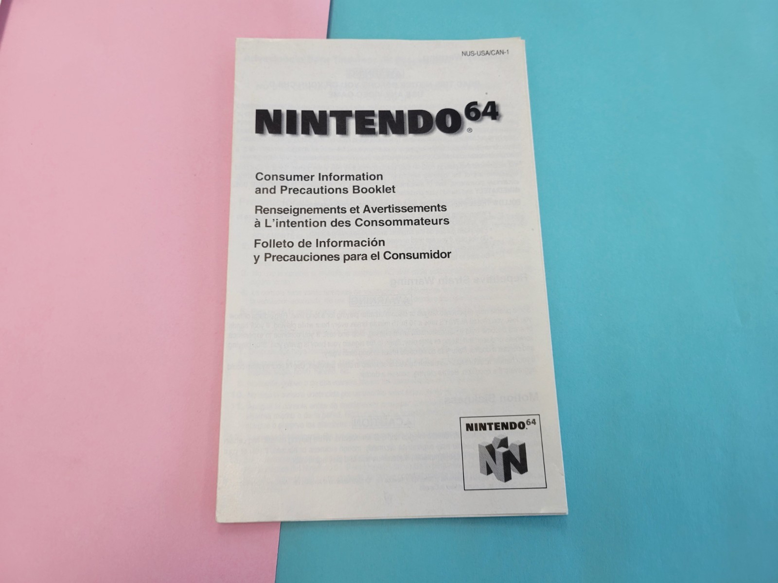 Nintendo 64 Consumer Information and Precautions Booklet NUS-USA/CAN-1