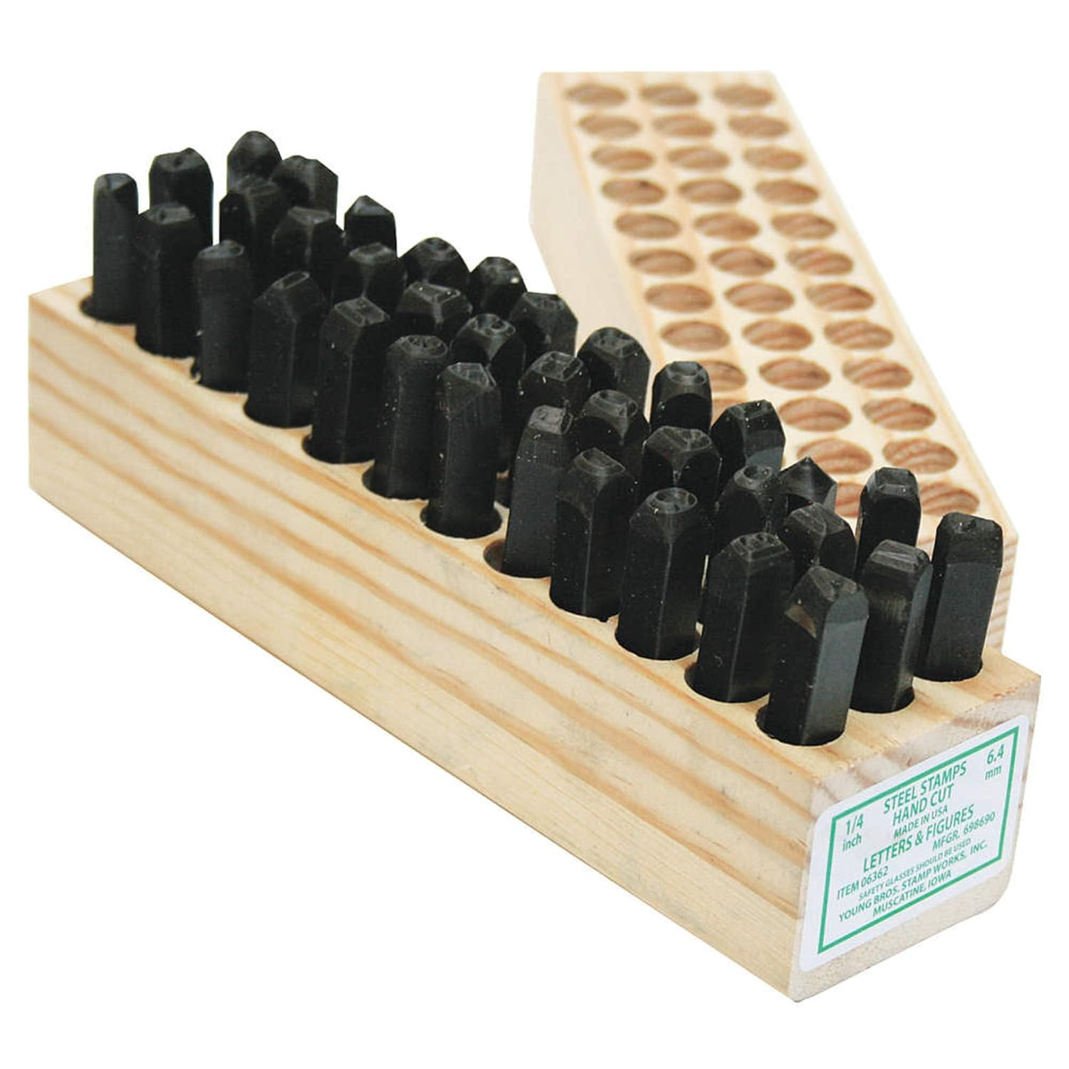 Young Bros 36-Piece Hand Cut Steel Letter & Figure Stamp Set, 1/8" Size