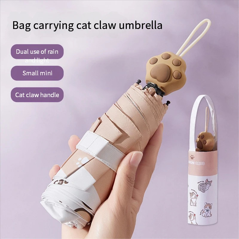 umbrella sunshade cute pet cat claw handle cartoon creative folding 50% fold