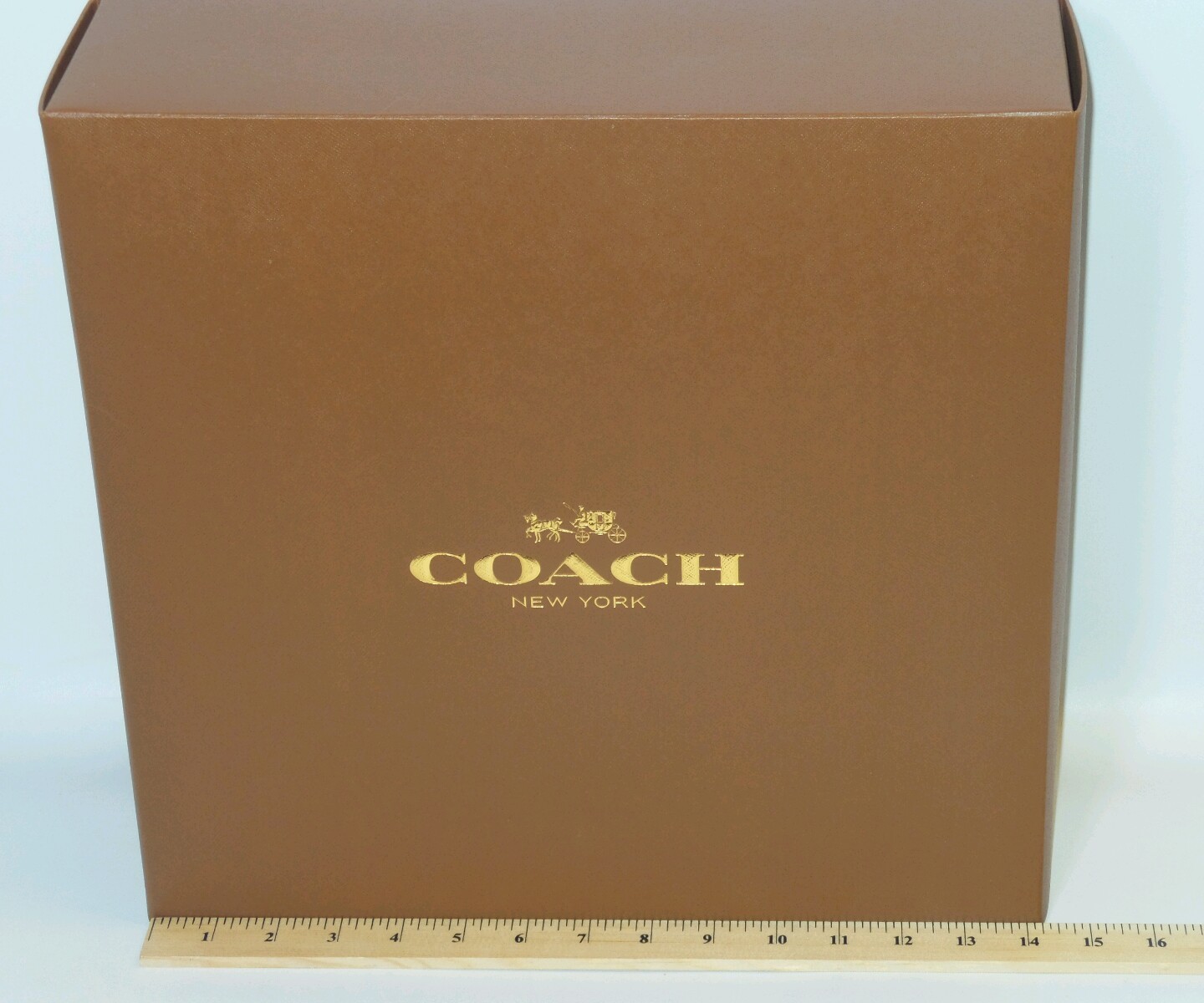 Coach empty gift box 14''x14''x5" Brown Gold ~new~