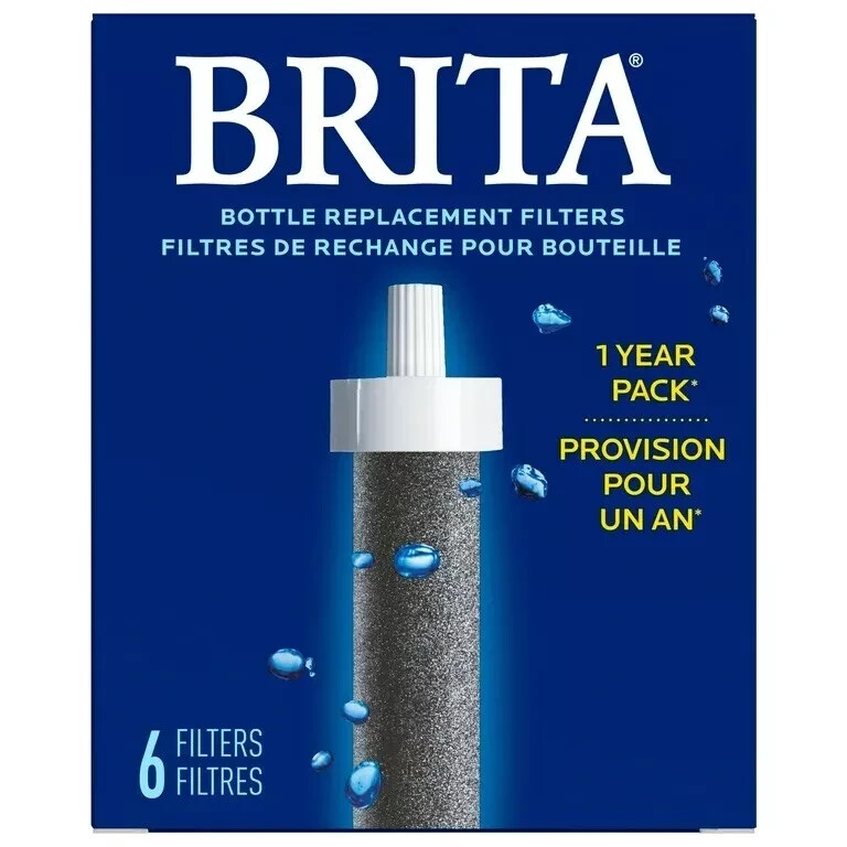 BRITA Bottle Replacement Filters 6 Pack Filters 1 Year NEW 8N23298