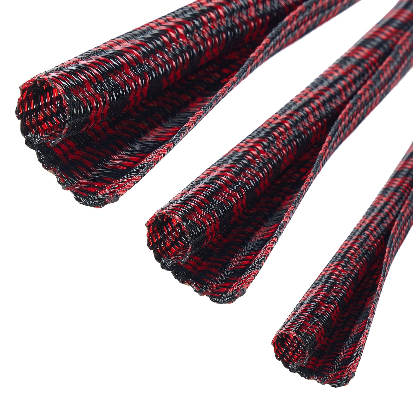 QCSIW Split Cable Sleeve, 1/2 Inch 10ft Black Red 1/2" 10ft, red