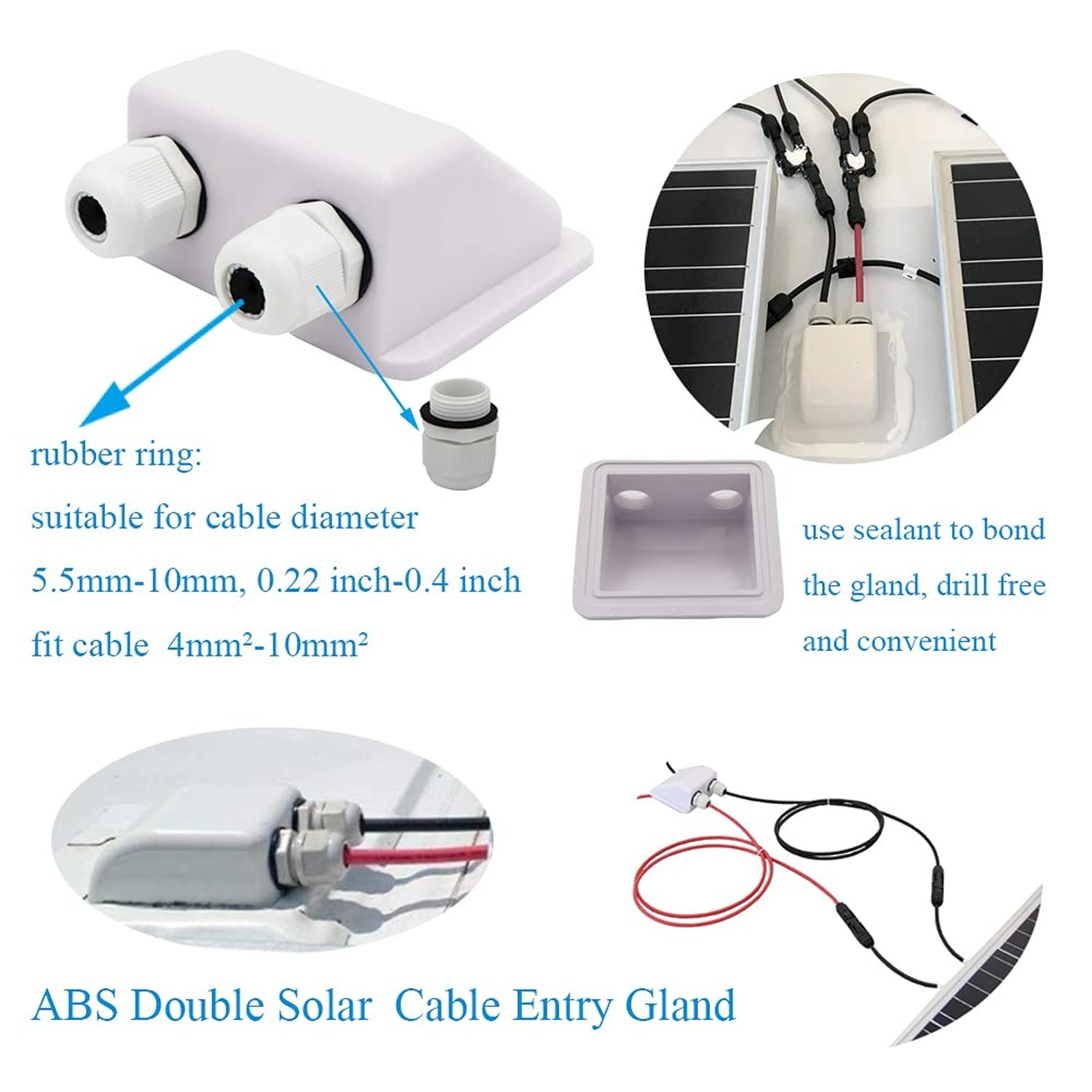 Solar Panel Mounting Brackets ABS Corner Bracket Kit 7PCS, Drill-Free Widely ...